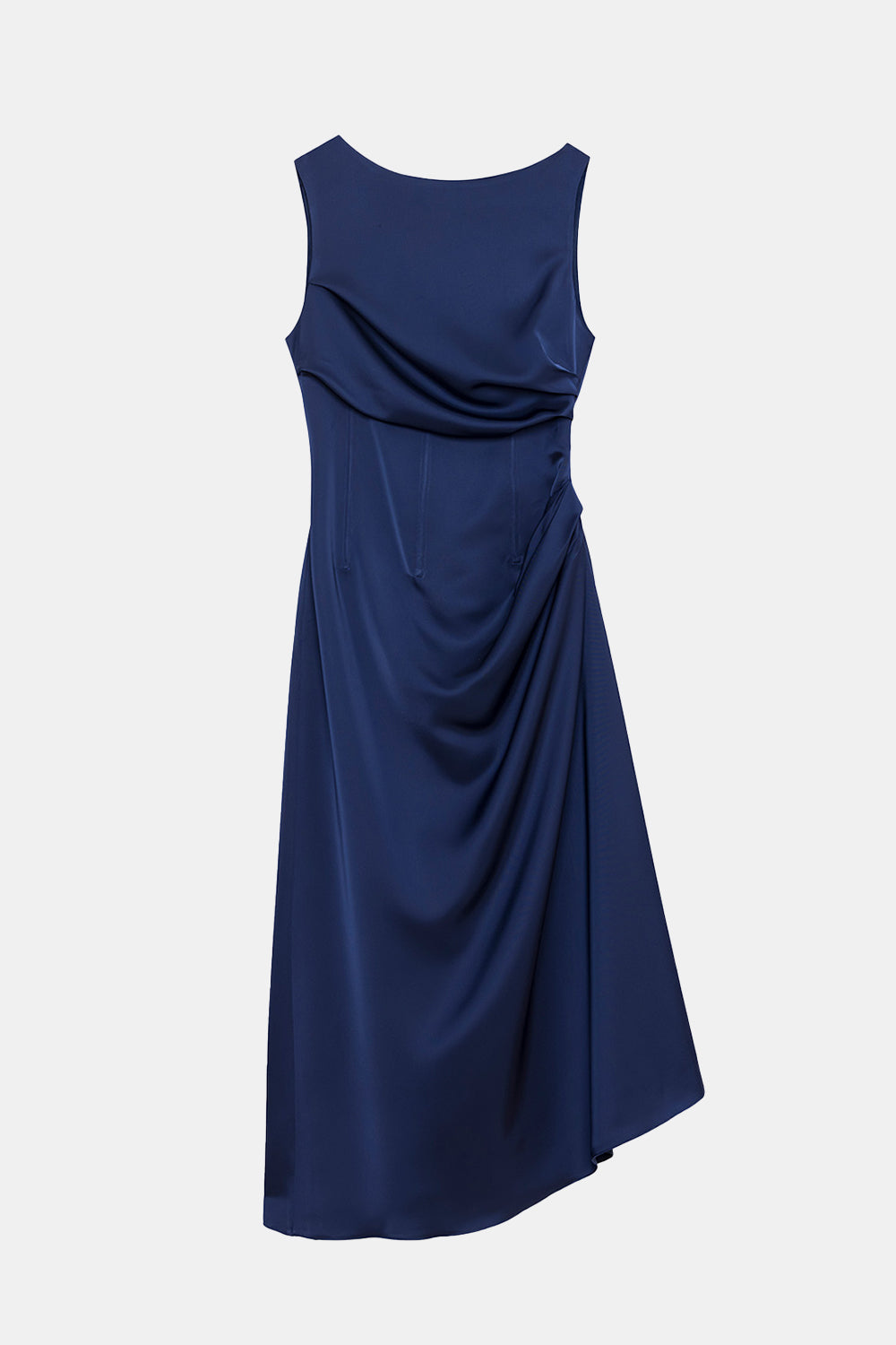 Peploum-Amor Draped Sateen Dress-Elbise-1-Milagron.com