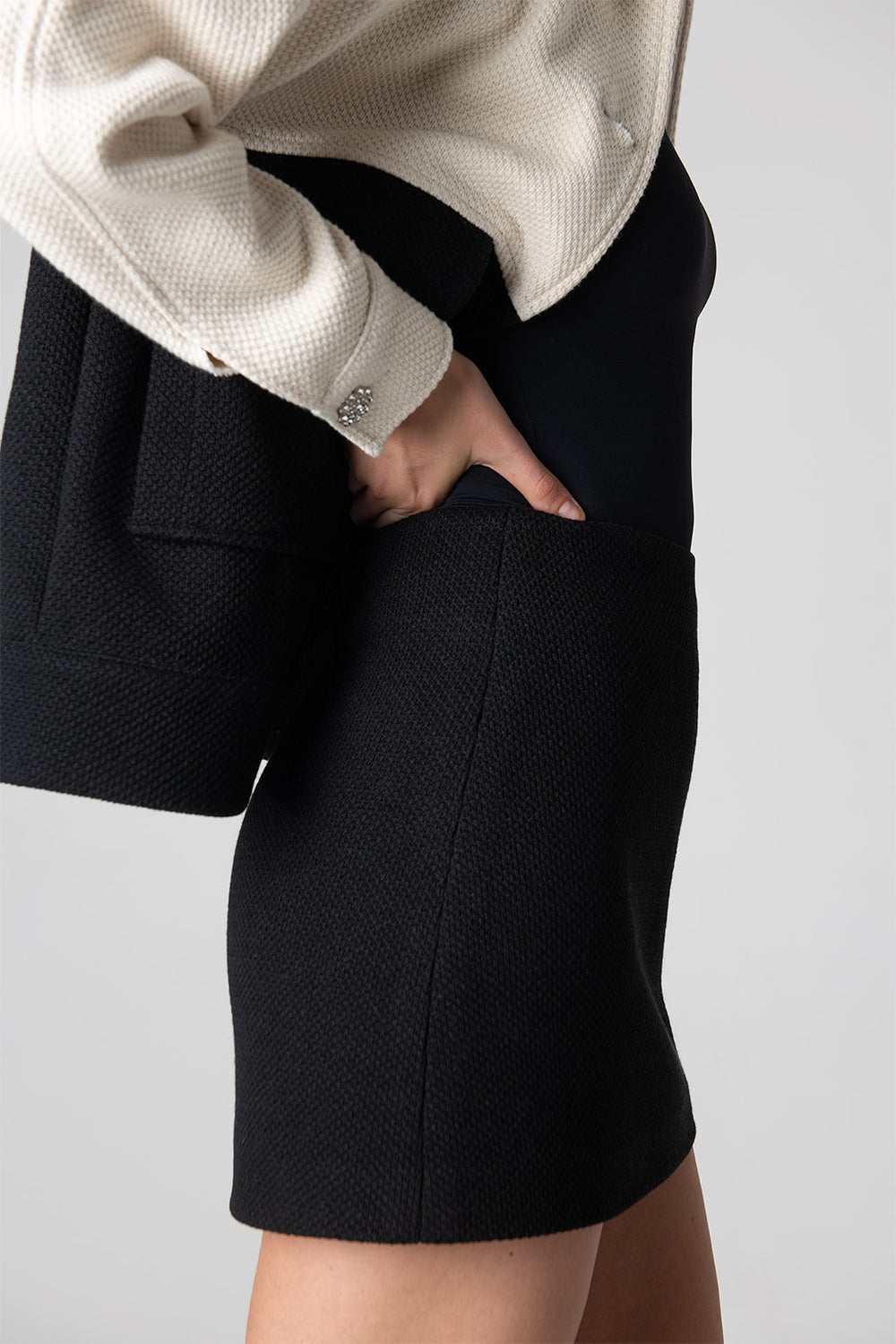 Peploum-Anne Bouny Contrast Weaving Skirt-Etek-2-Milagron.com