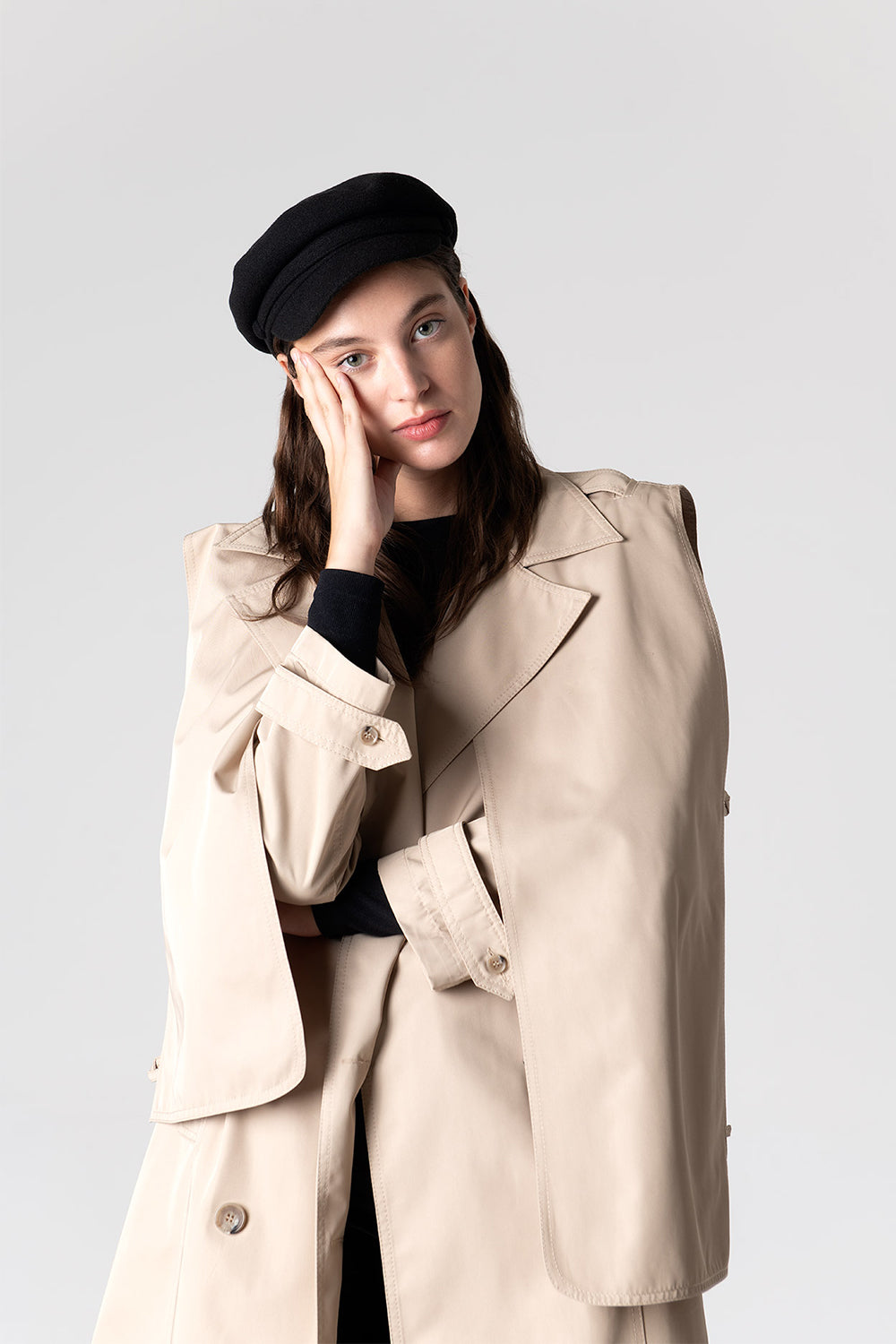 Peploum-Beatrice Asymmetric Piece Trenchcoat-Trençkot-1-Milagron.com