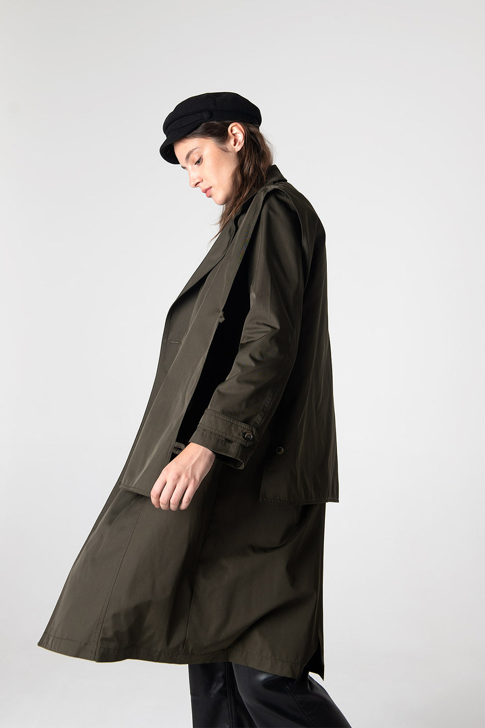 Peploum-Beatrice Asymmetric Piece Trenchcoat-Trençkot-3-Milagron.com