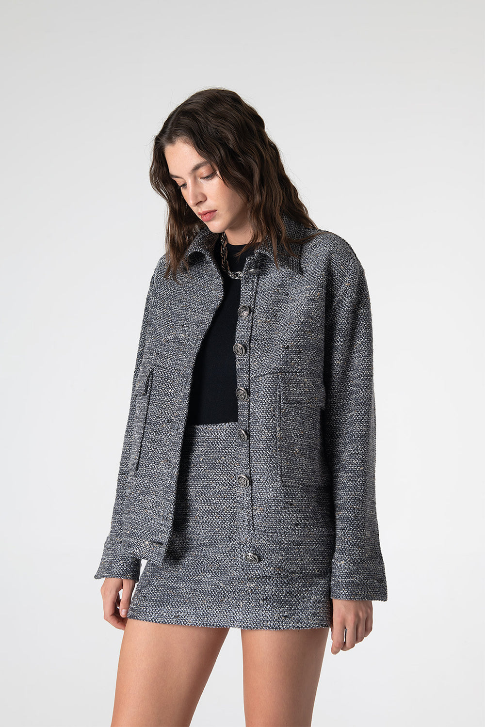 Peploum-Carleen Textured Weaving Jacket-Ceket-1-Milagron.com