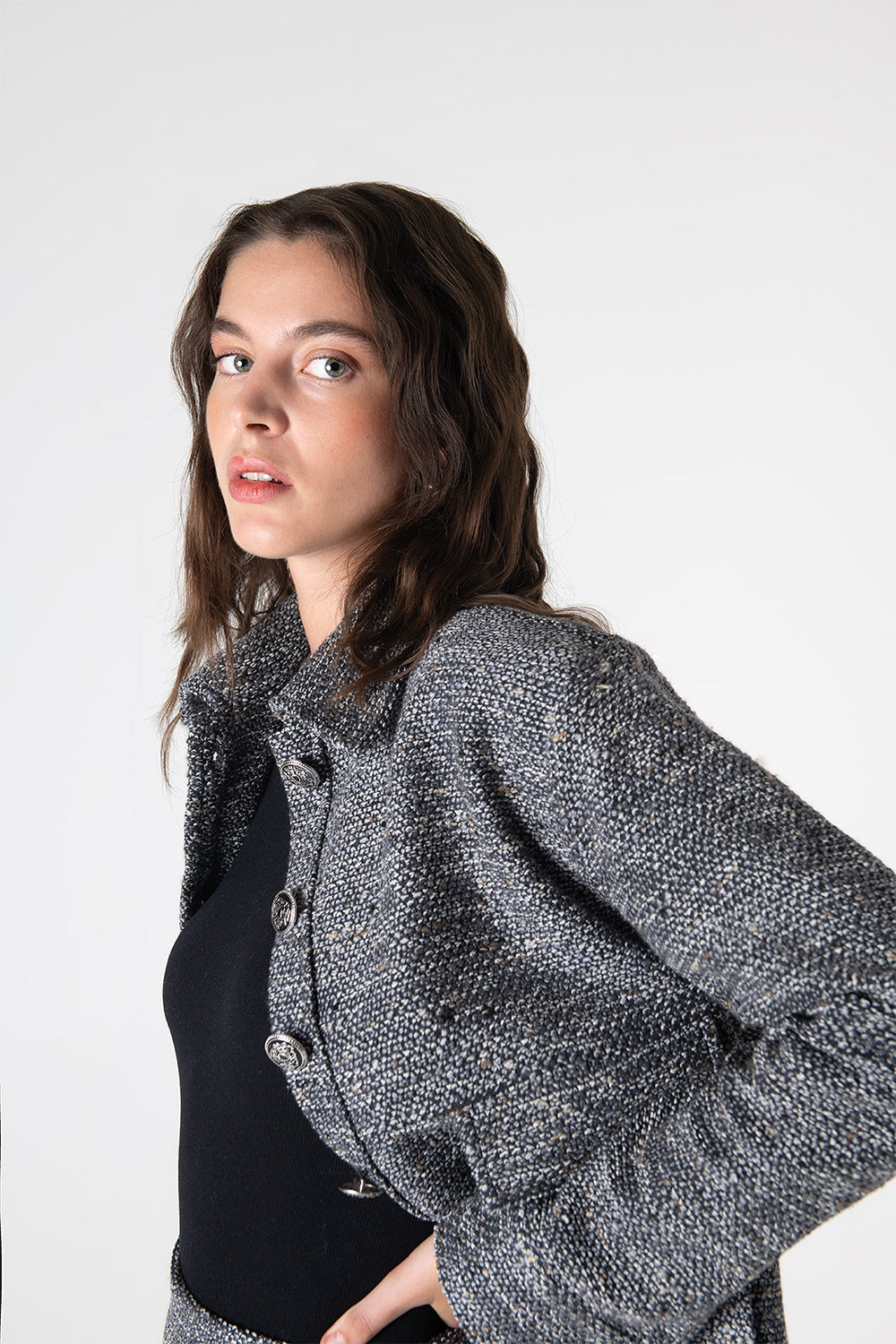 Peploum-Carleen Textured Weaving Jacket-Ceket-2-Milagron.com