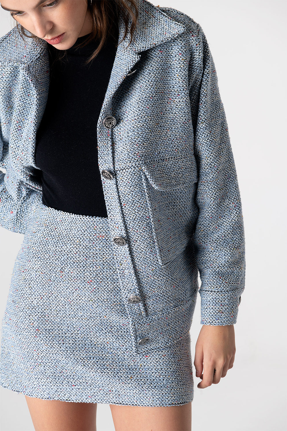 Peploum-Carleen Textured Weaving Skirt-Etek-2-Milagron.com