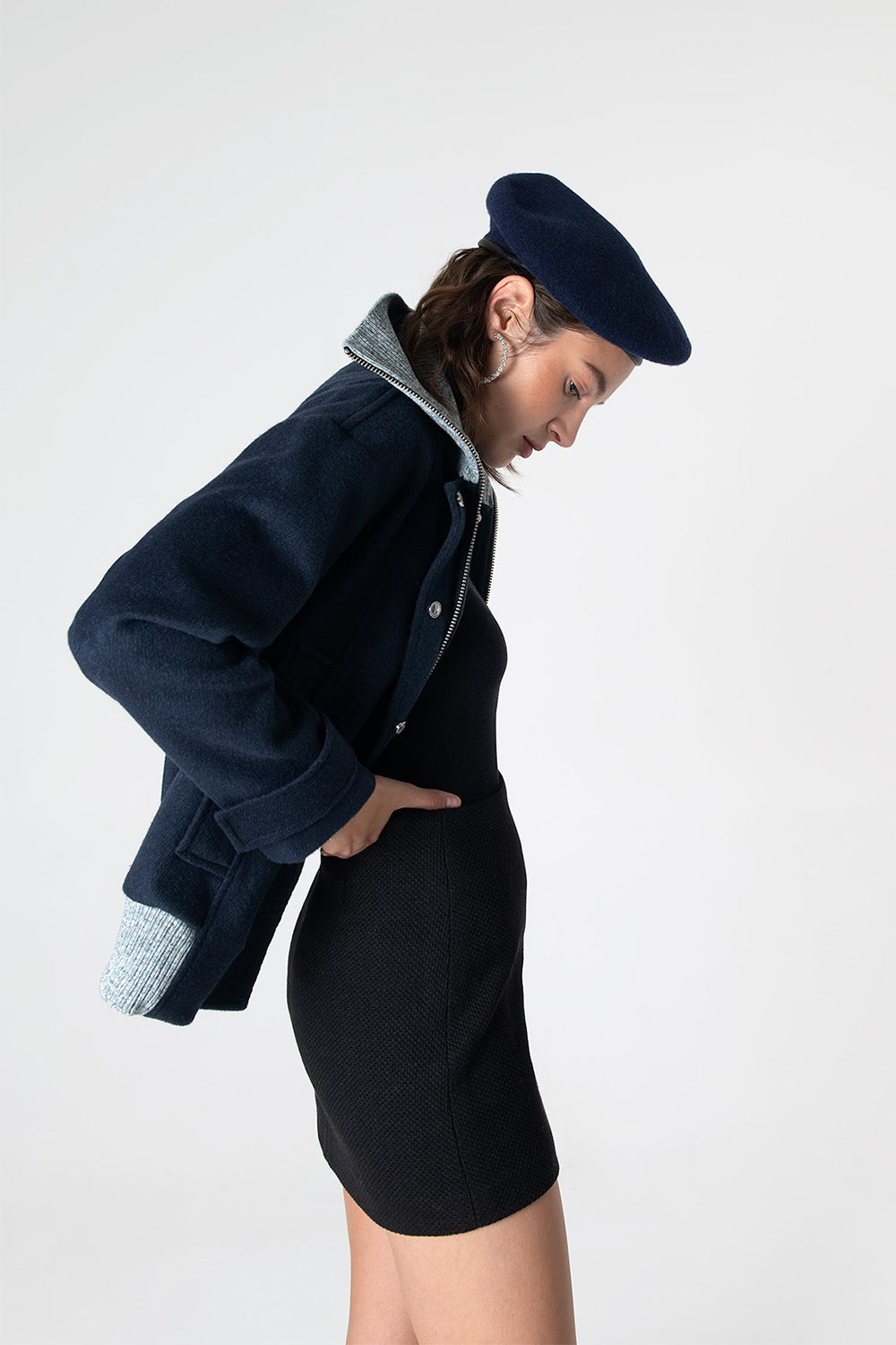 Peploum-Grace Knit Collar Short Coat-Kaban-3-Milagron.com