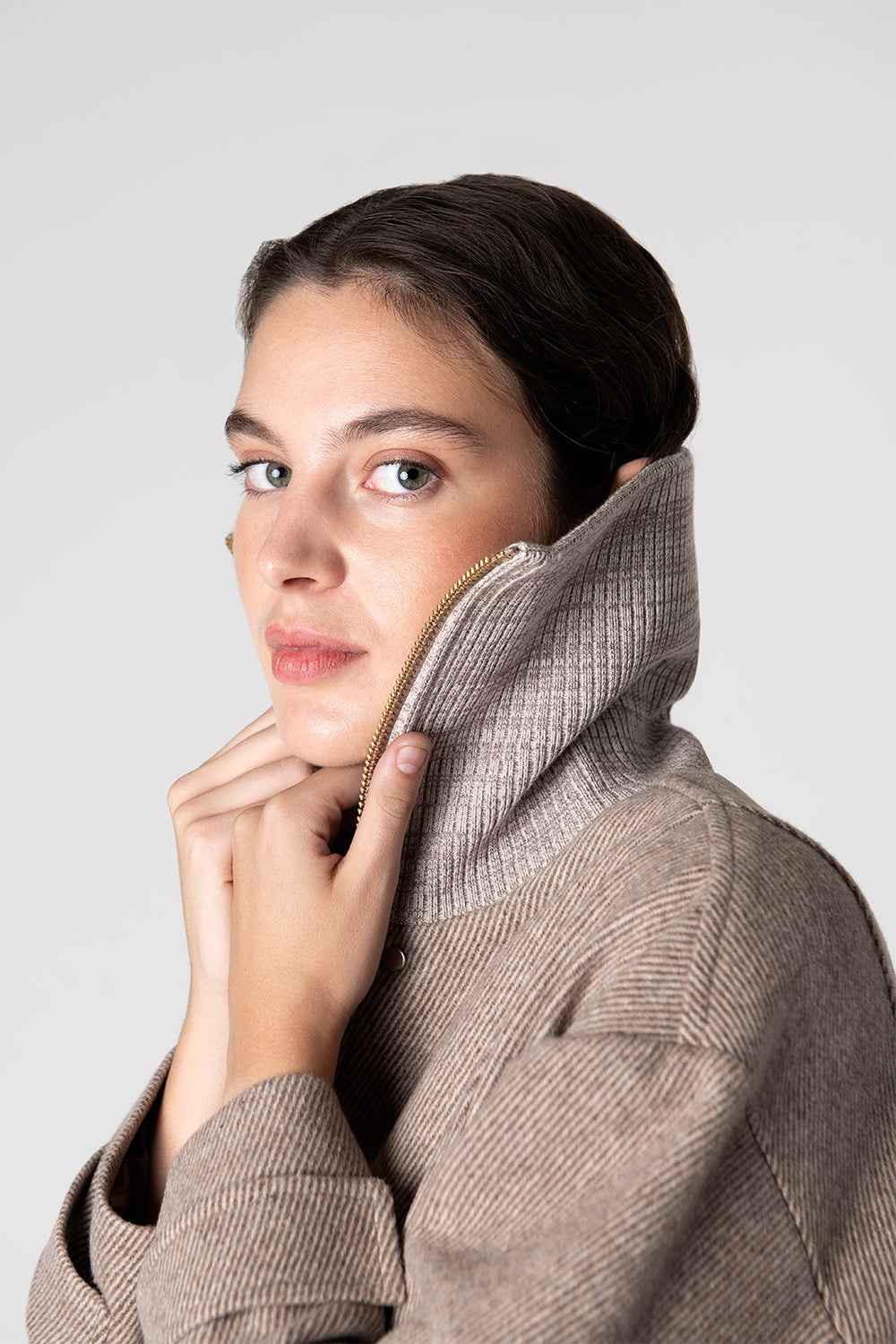 Peploum-Grace Knit Collar Short Coat-Kaban-3-Milagron.com