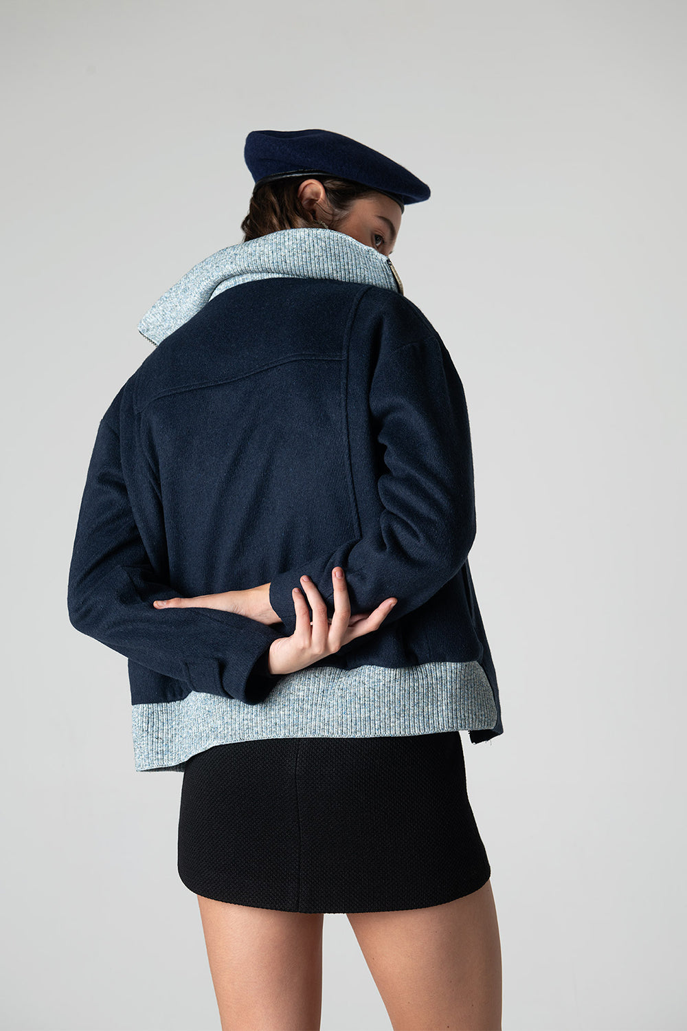 Peploum-Grace Knit Collar Short Coat-Kaban-4-Milagron.com