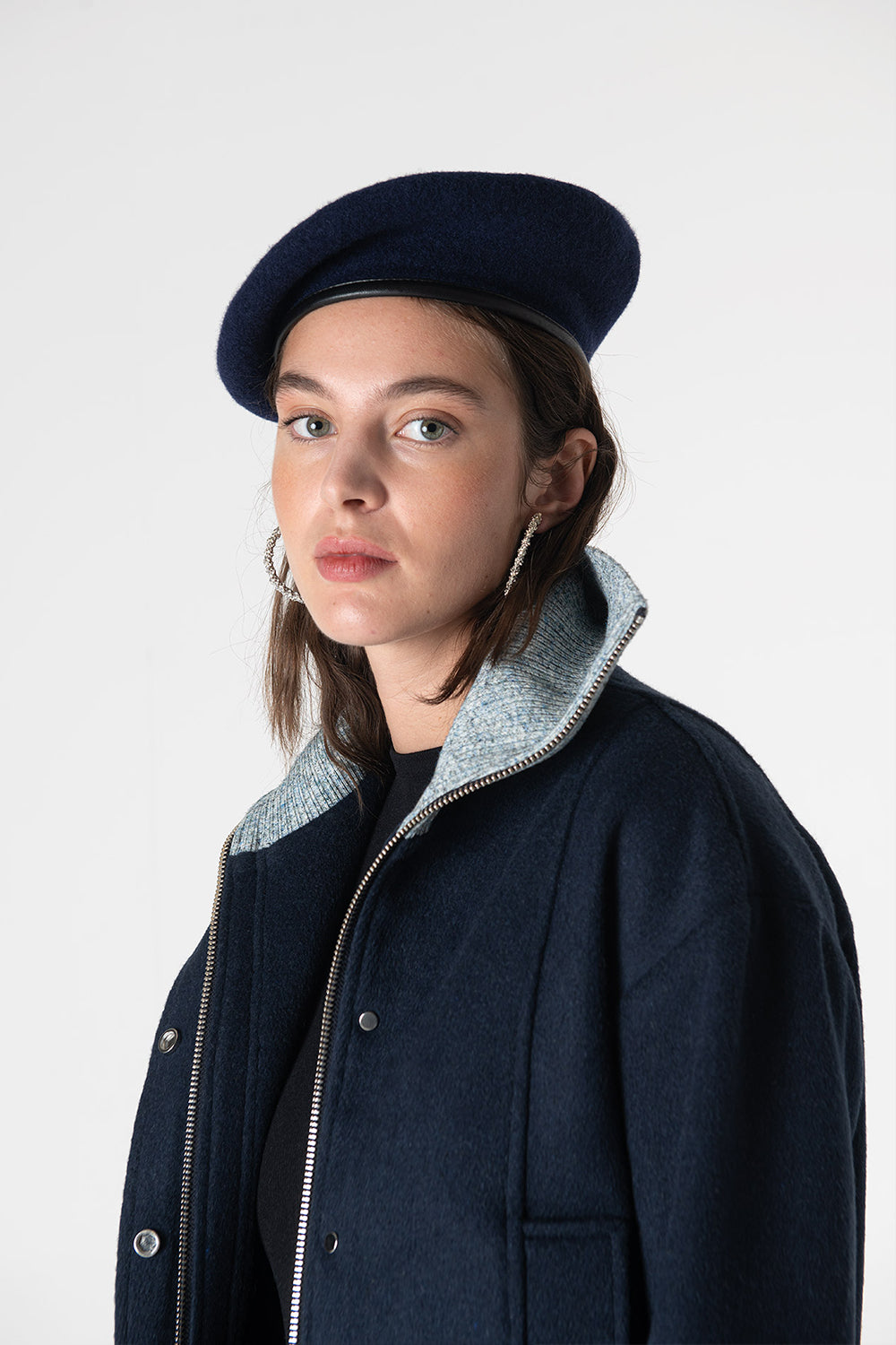 Peploum-Grace Knit Collar Short Coat-Kaban-5-Milagron.com