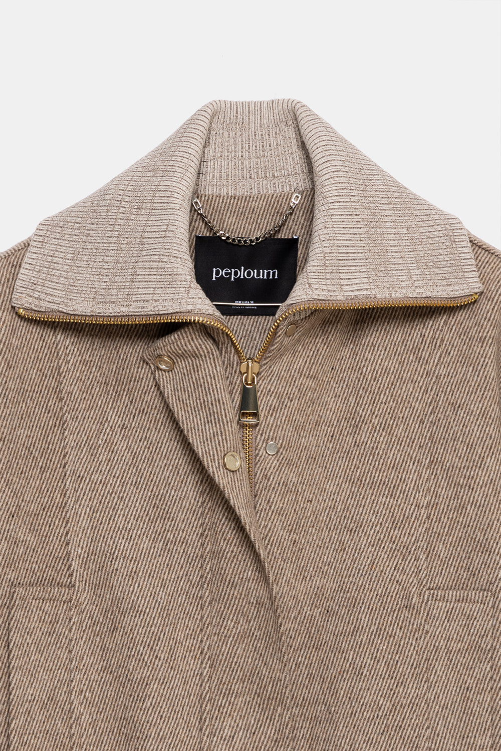 Peploum-Grace Knit Collar Short Coat-Kaban-5-Milagron.com
