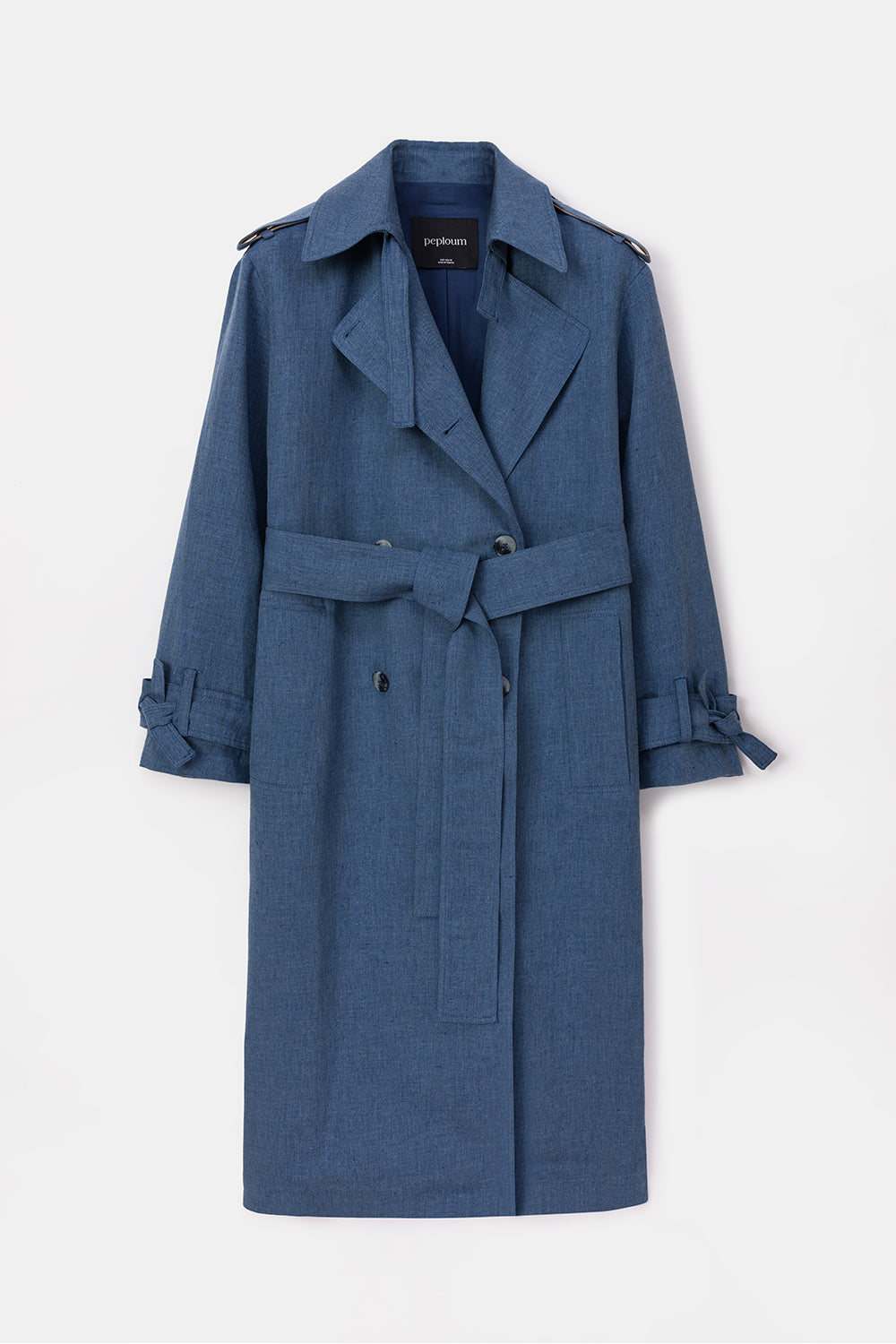 Peploum-Ise Trenchcoat In Denim Blue-Trençkot-5-Milagron.com
