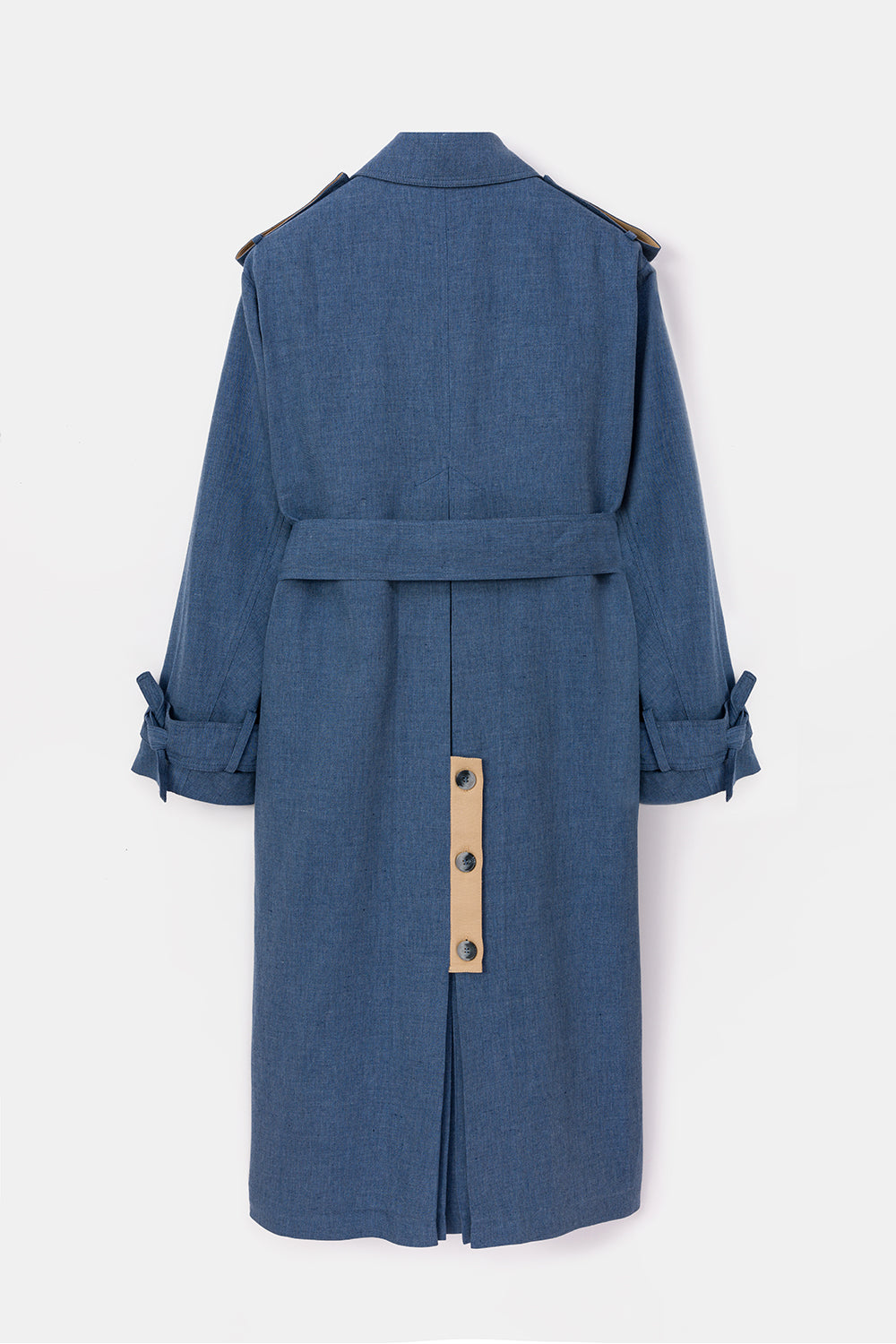 Peploum-Ise Trenchcoat In Denim Blue-Trençkot-6-Milagron.com