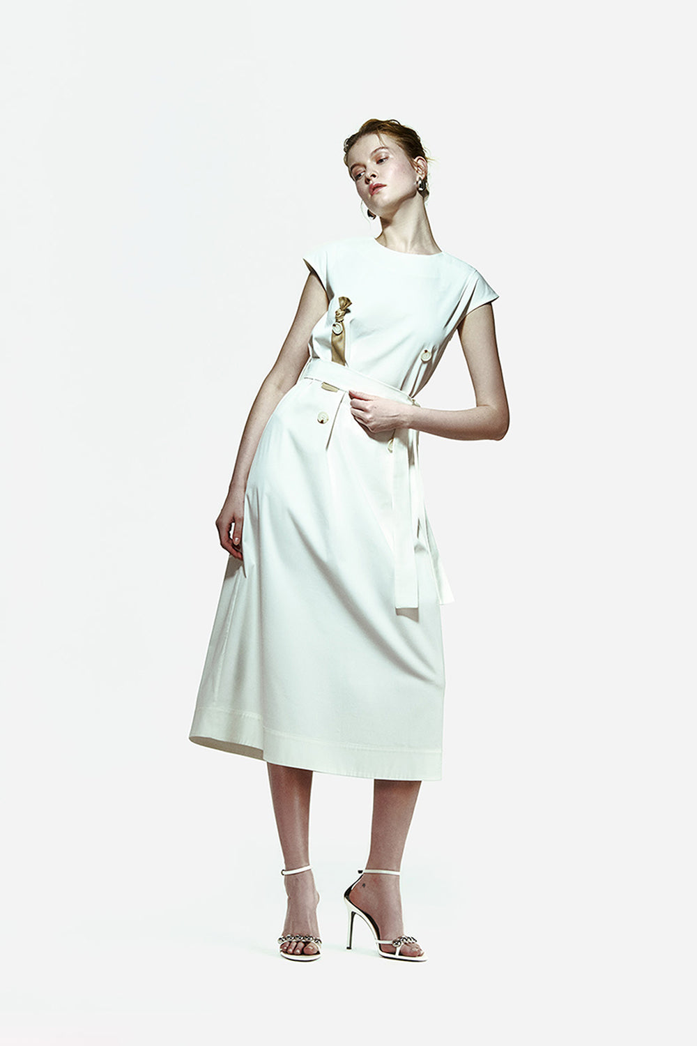 Peploum-Isogi Dress With Button-Elbise-2-Milagron.com