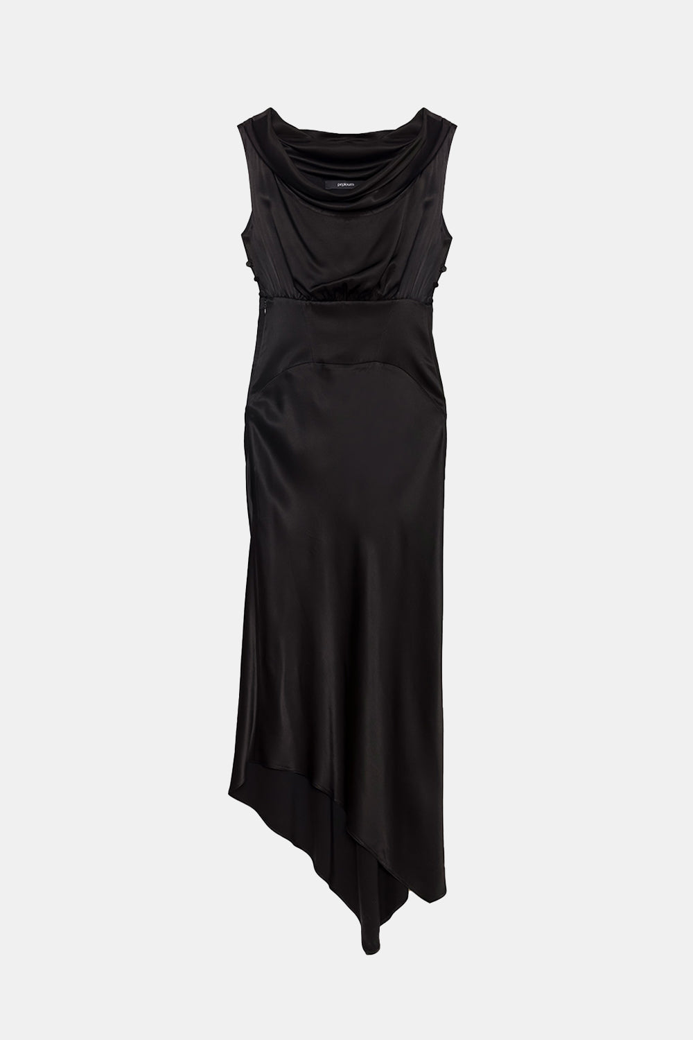 Peploum-Lea Folded Neckline Sateen Dress-Elbise-5-Milagron.com