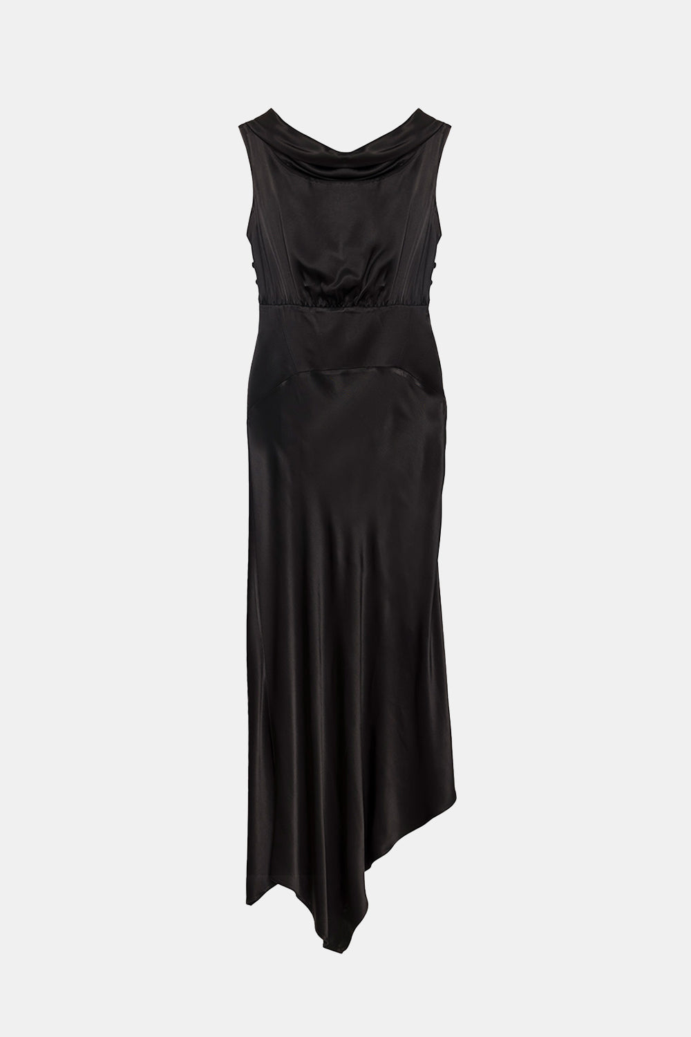 Peploum-Lea Folded Neckline Sateen Dress-Elbise-6-Milagron.com