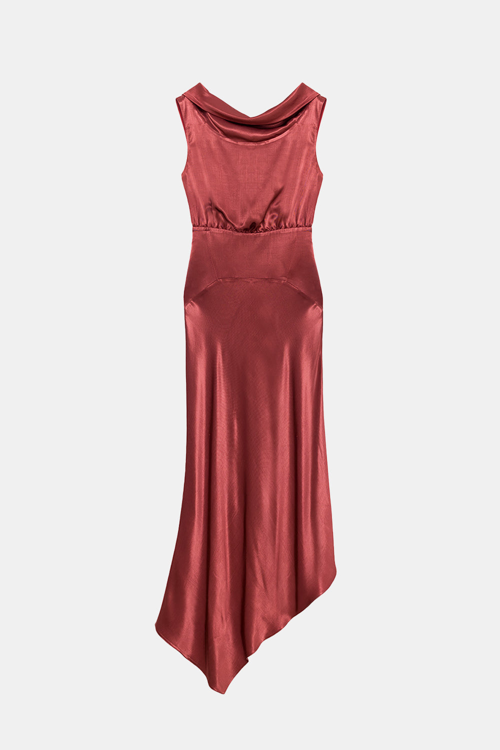 Peploum-Lea Folded Neckline Sateen Dress-Elbise-6-Milagron.com