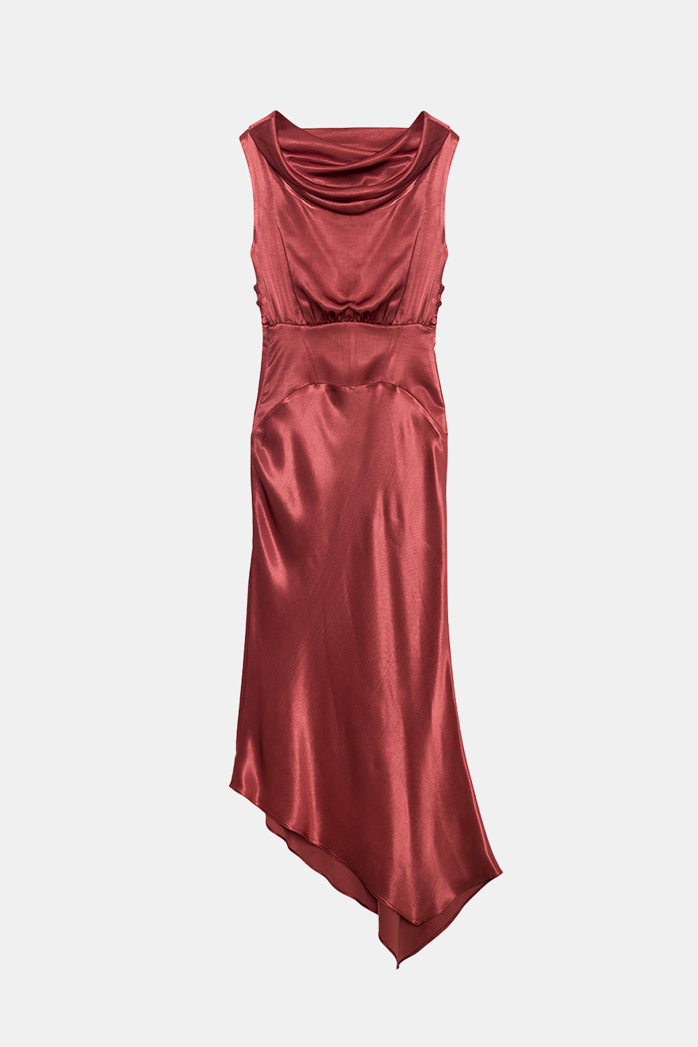 Peploum-Lea Folded Neckline Sateen Dress-Elbise-7-Milagron.com