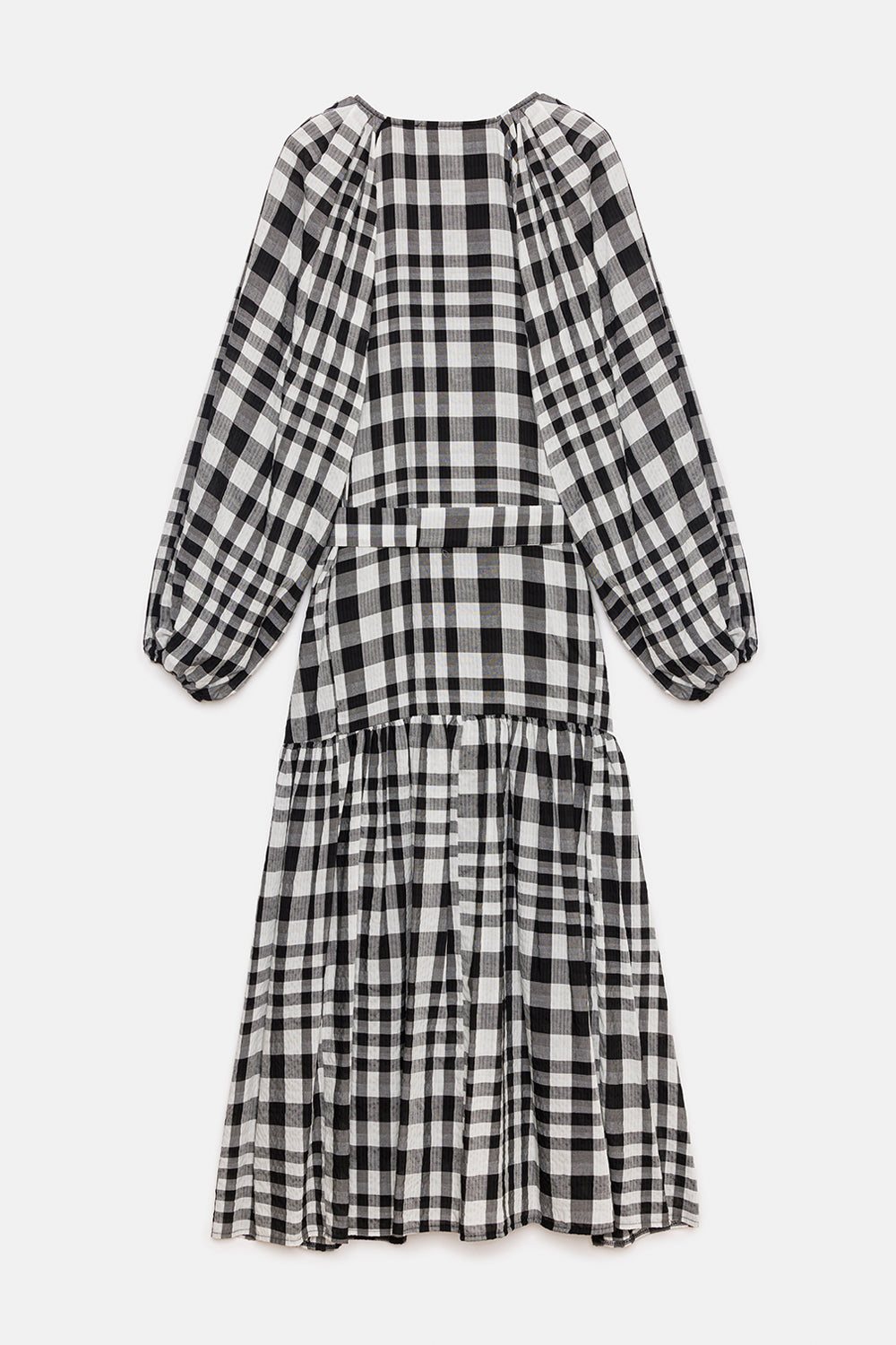 Peploum-Mie Dress In Checkered Pattern-Elbise-2-Milagron.com