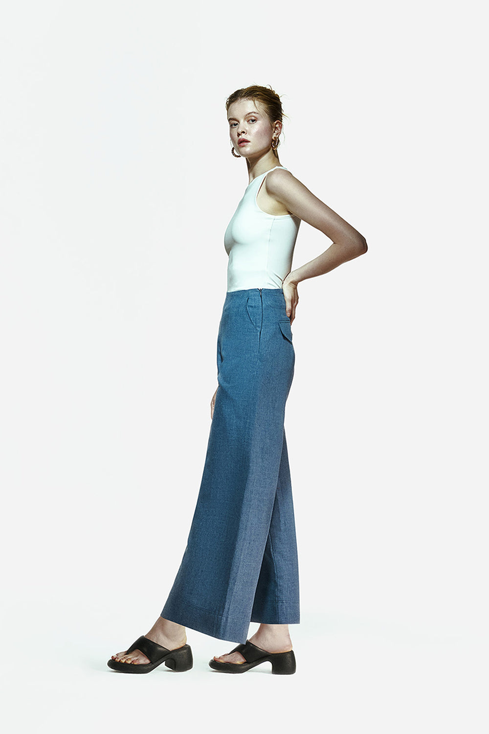 Peploum-Nomi Trousers In Denim Blue-Pantolon-2-Milagron.com