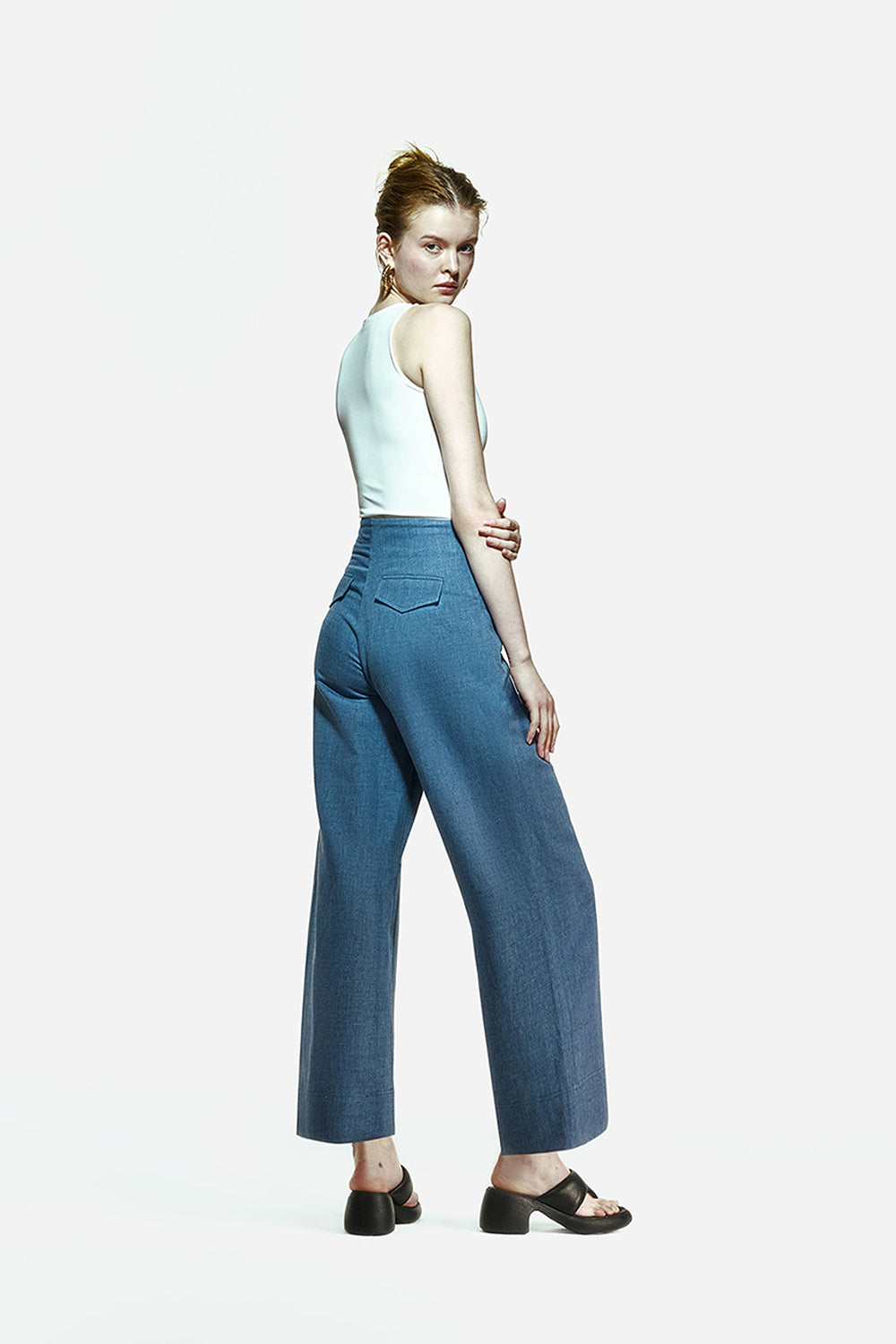 Peploum-Nomi Trousers In Denim Blue-Pantolon-3-Milagron.com