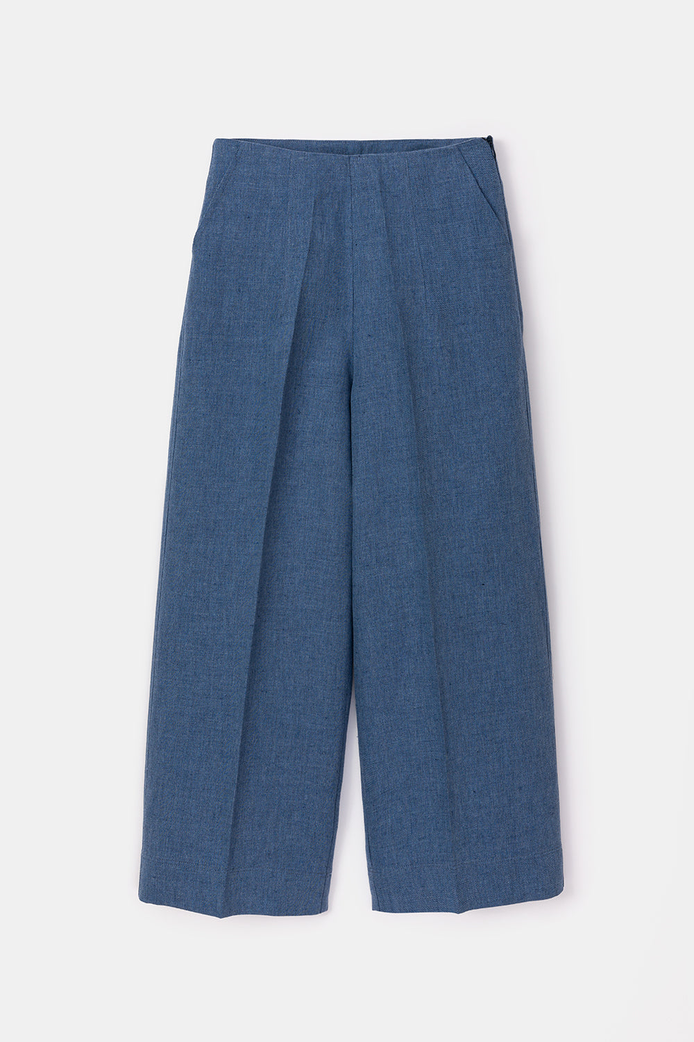 Peploum-Nomi Trousers In Denim Blue-Pantolon-4-Milagron.com