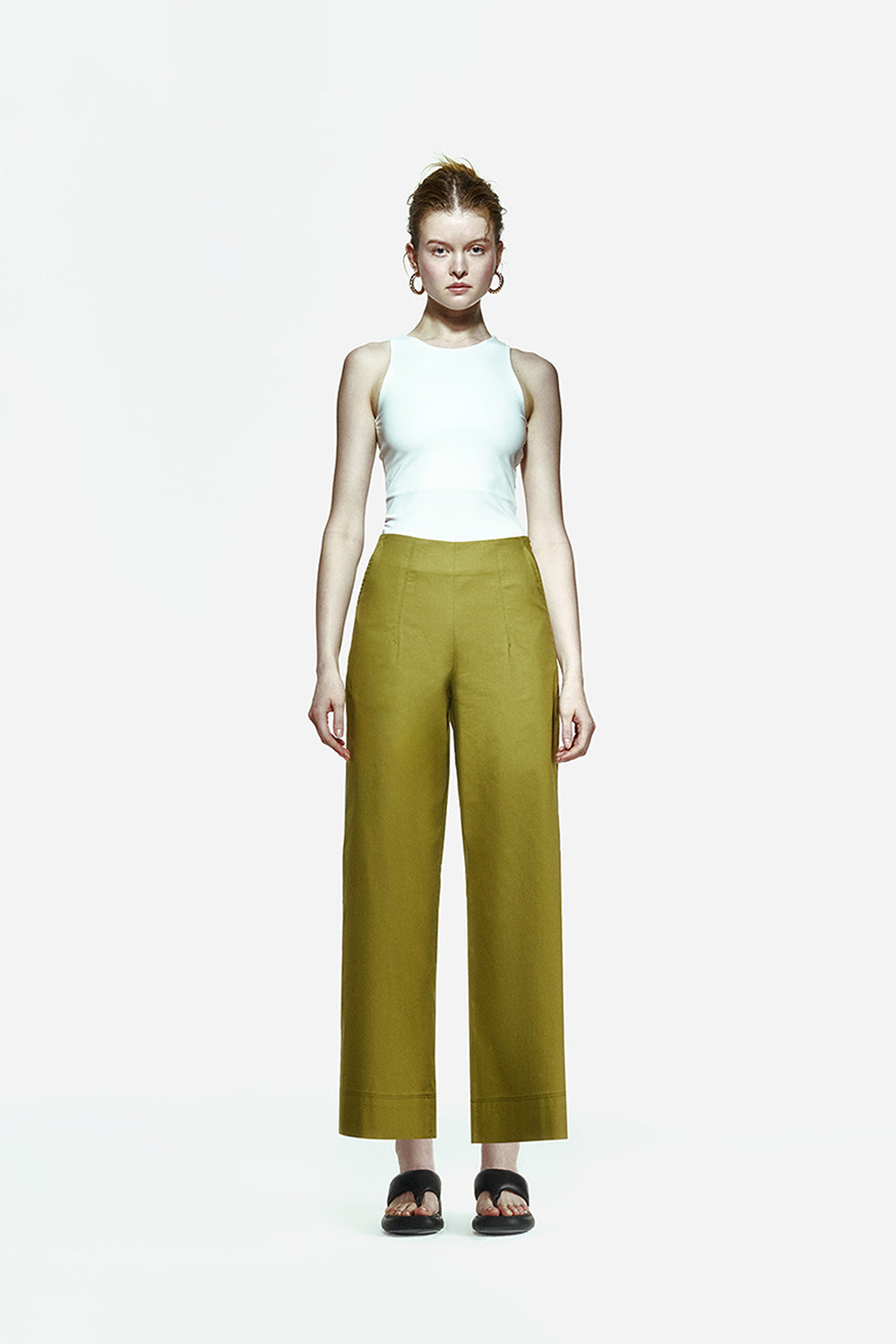 Peploum-Nomi Trousers In Moss Green-Pantolon-1-Milagron.com