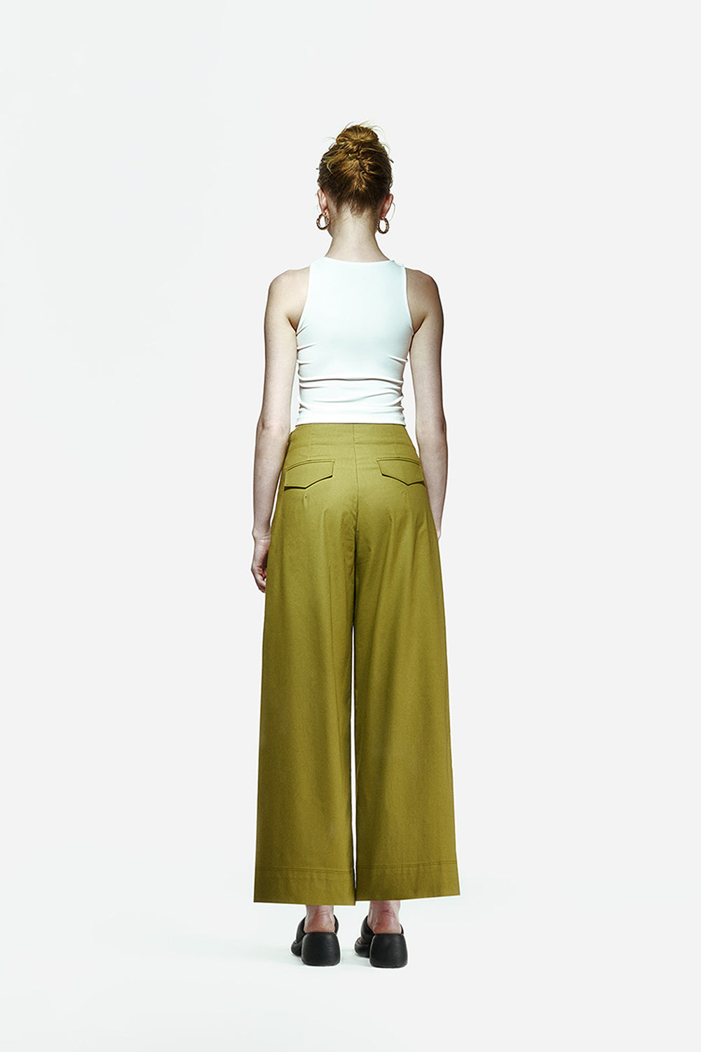 Peploum-Nomi Trousers In Moss Green-Pantolon-3-Milagron.com