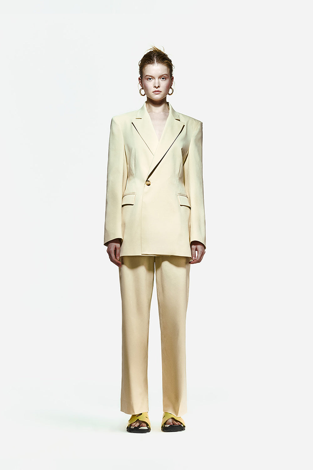 Peploum-Toba Jacket In Eggnog Yellow-Ceket-1-Milagron.com