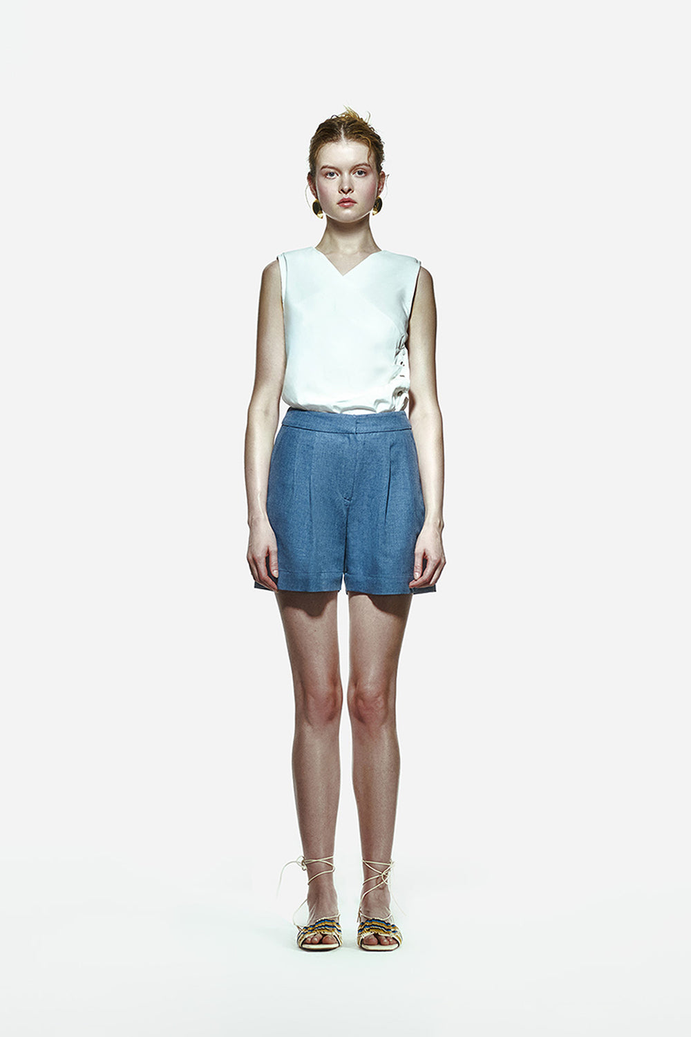 Peploum-Toba Short In Denim Blue-Şort-1-Milagron.com