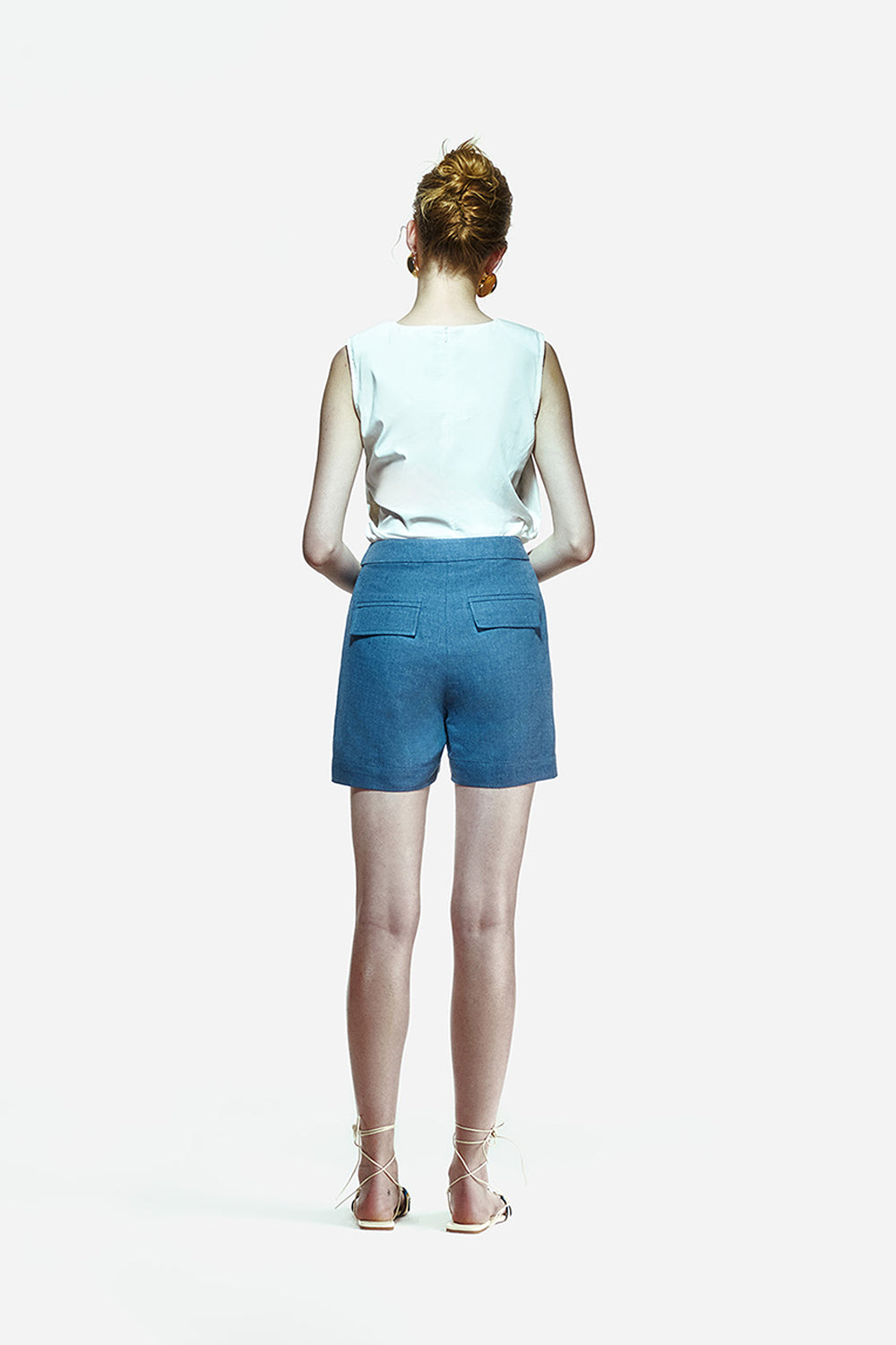 Peploum-Toba Short In Denim Blue-Şort-3-Milagron.com