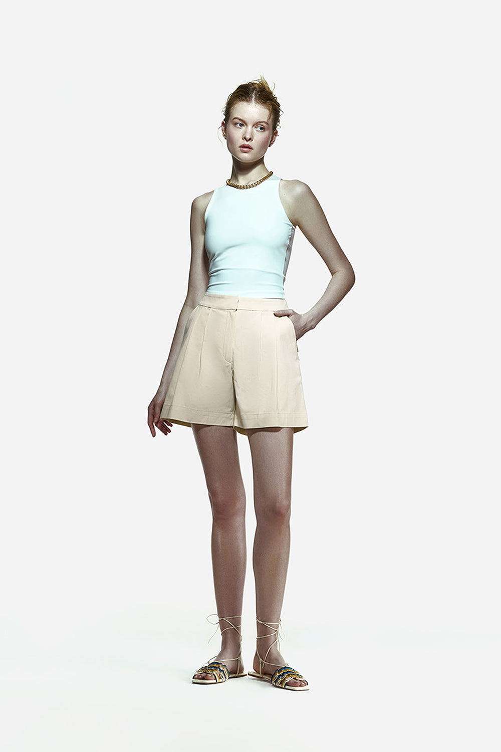 Peploum-Toba Shorts In Eggnog Yellow-Şort-2-Milagron.com