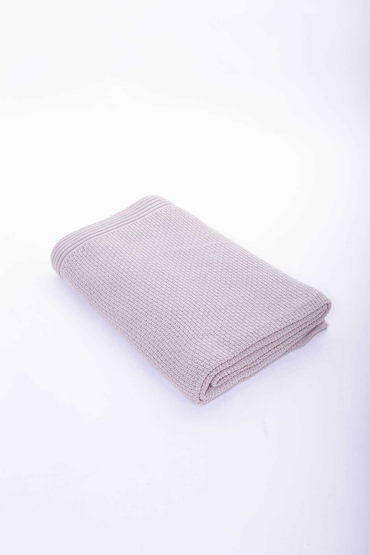 Peraluna-%100 Pamuk Pirinç Örgü Çift Kişilik Battaniye Kum-Battaniye-7-Milagron.com