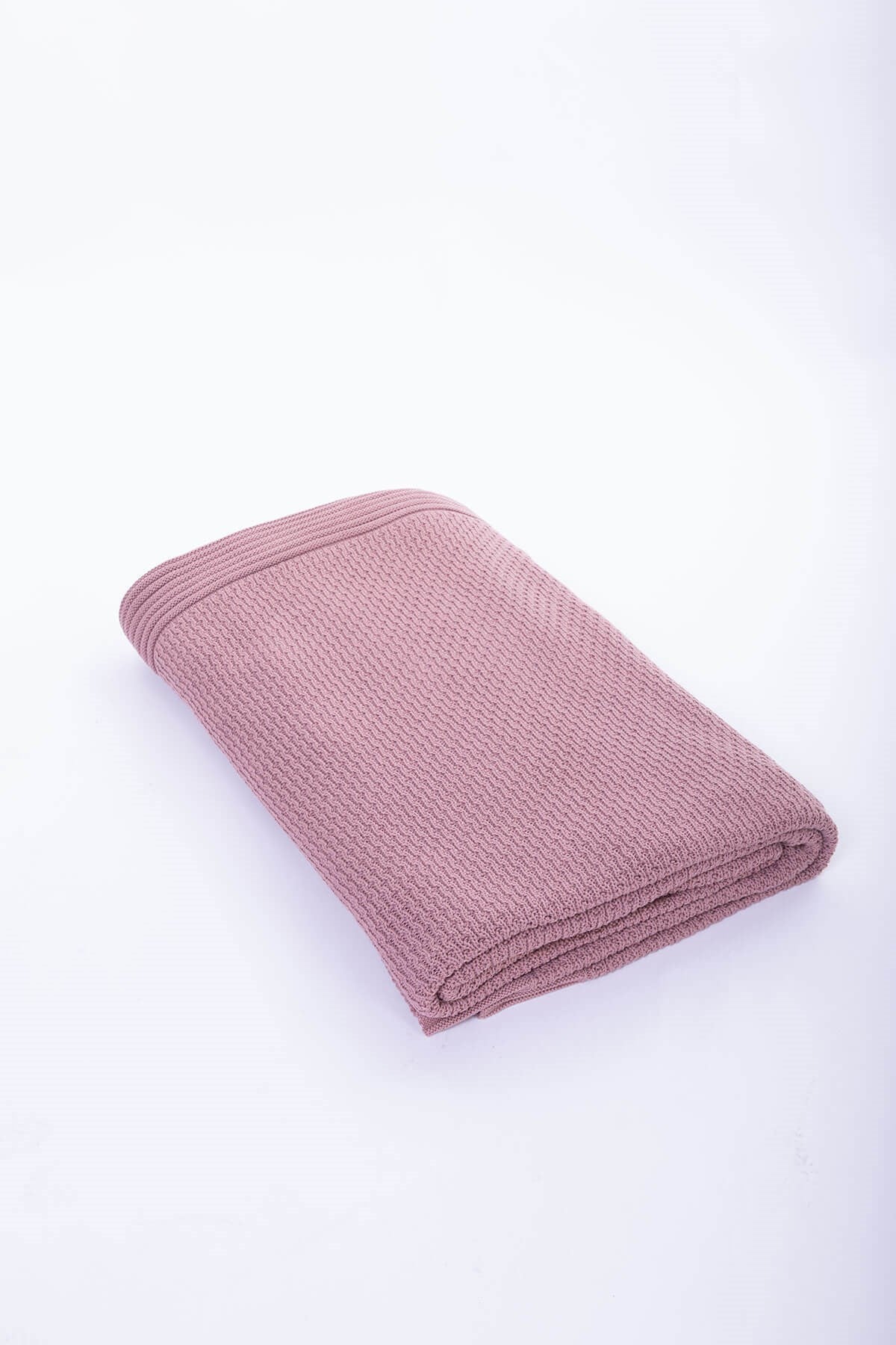 Peraluna-%100 Pamuk Pirinç Örgü Çift Kişilik Battaniye Terakota-Battaniye-3-Milagron.com