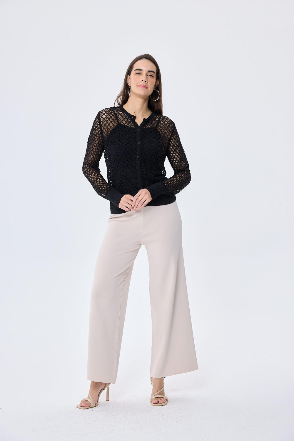 Peraluna-Addison Ajur Örgülü Kadın Triko Hırka Si̇yah-Kazak & Triko-1-Milagron.com