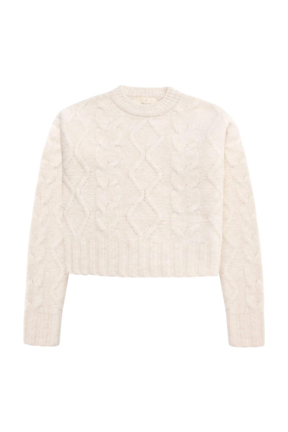 Peraluna-Adeline Sweater Bisiklet Yaka Saç Örgü Kadın Triko Kazak Ekru-Kazak & Triko-5-Milagron.com