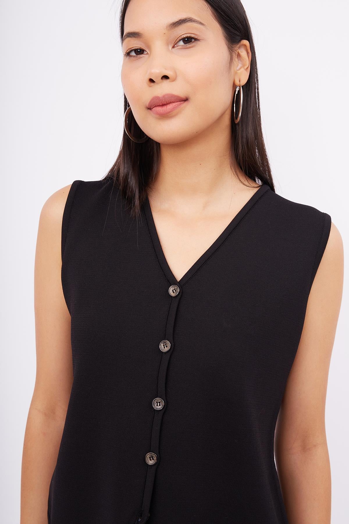 Peraluna Aida Waistcoat Kadın Triko Yelek - Siyah