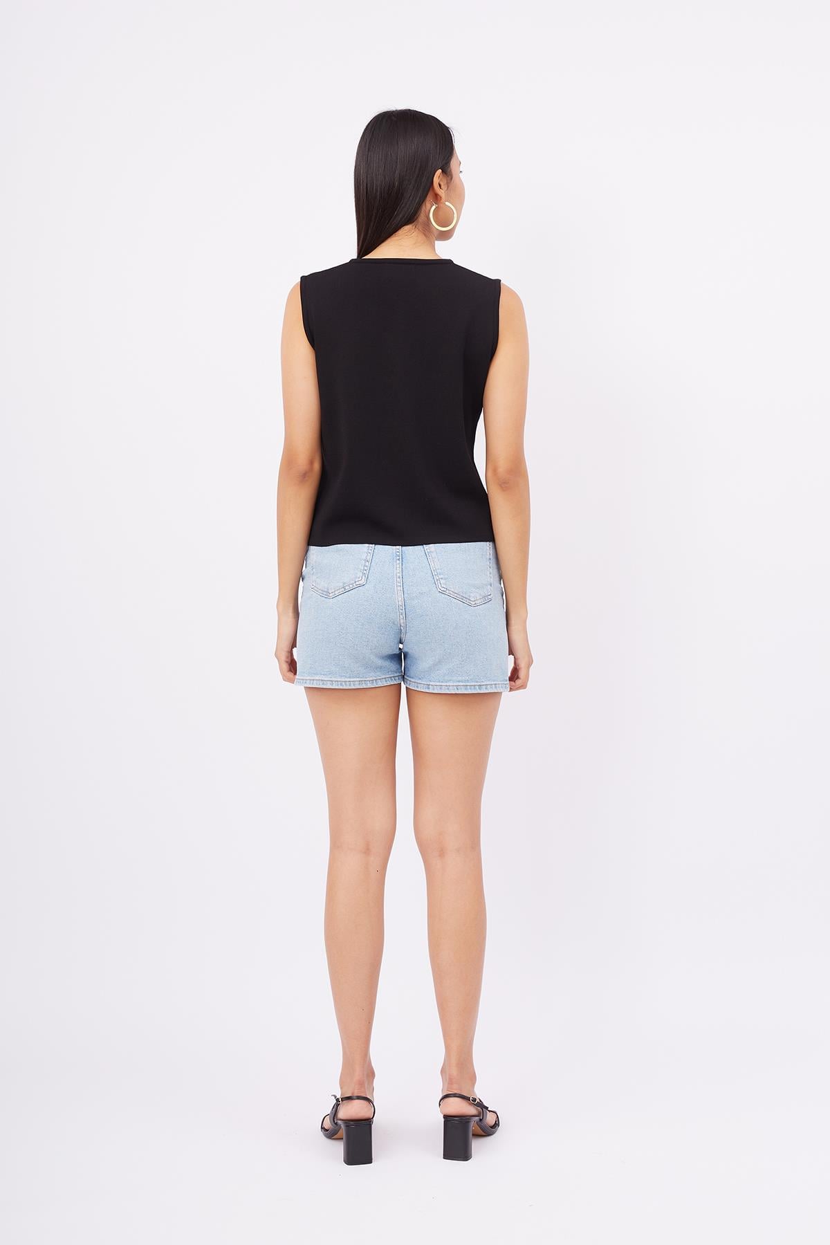 Peraluna Aida Waistcoat Kadın Triko Yelek - Siyah