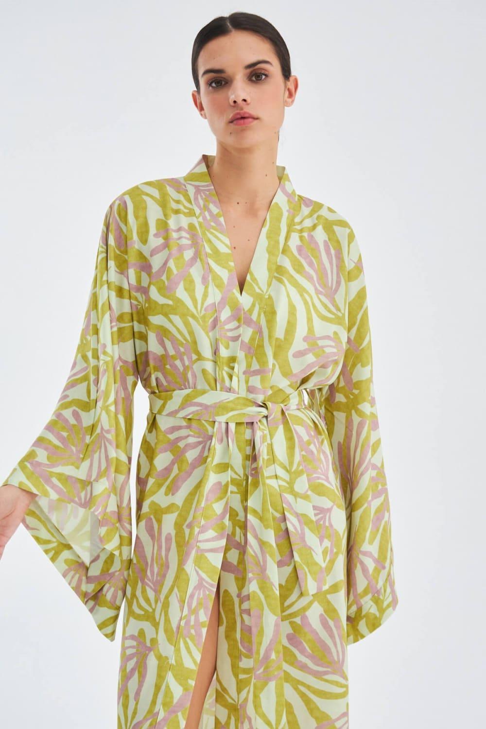 Peraluna-Akira Desenli 120 Cm Mat Dokulu Yazlık Kadın Kimono-Kimono-1-Milagron.com