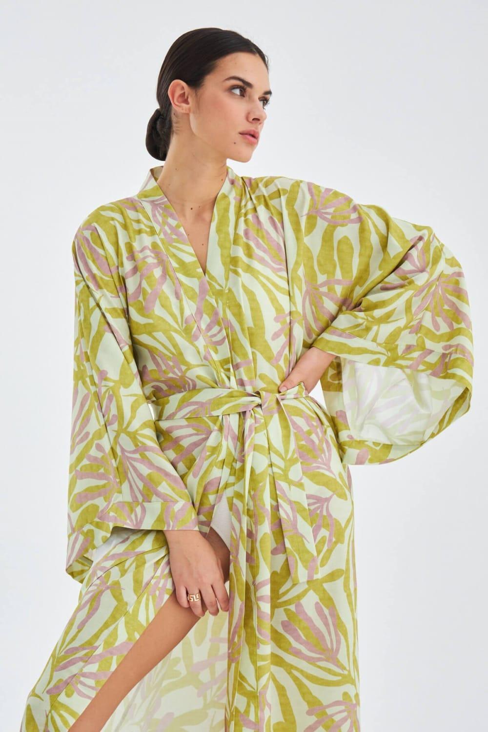 Peraluna-Akira Desenli 120 Cm Mat Dokulu Yazlık Kadın Kimono-Kimono-3-Milagron.com