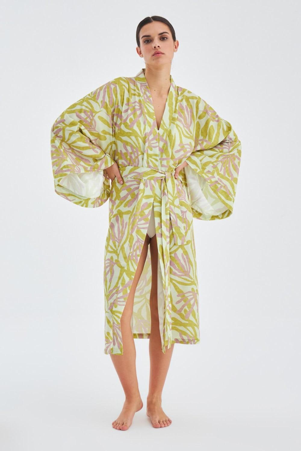 Peraluna-Akira Desenli 120 Cm Mat Dokulu Yazlık Kadın Kimono-Kimono-4-Milagron.com