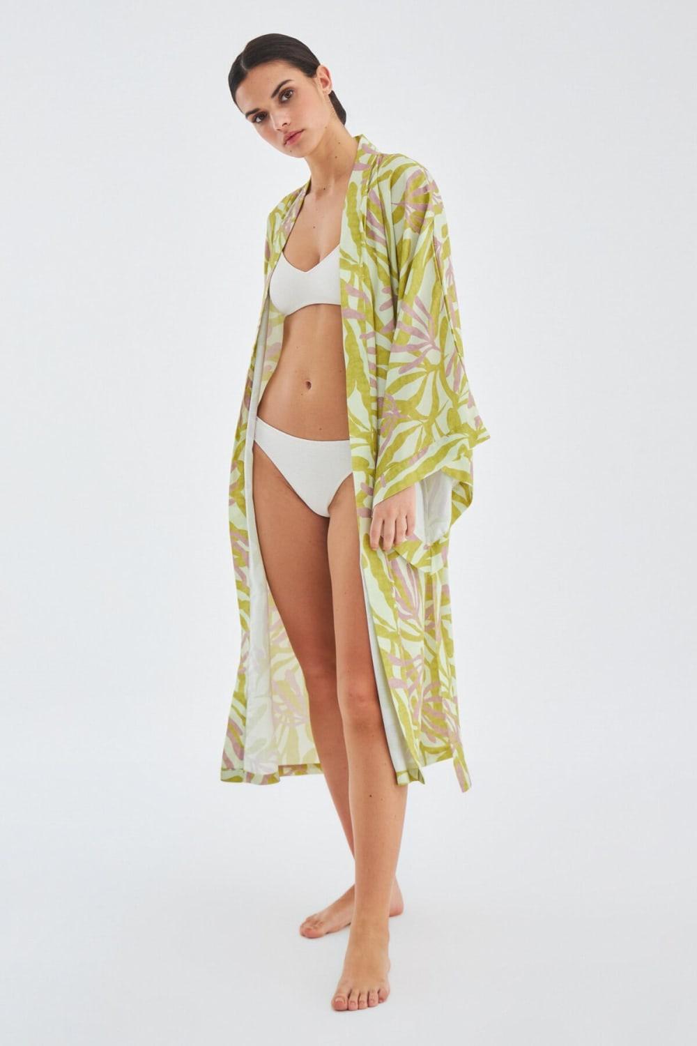 Peraluna-Akira Desenli 120 Cm Mat Dokulu Yazlık Kadın Kimono-Kimono-5-Milagron.com