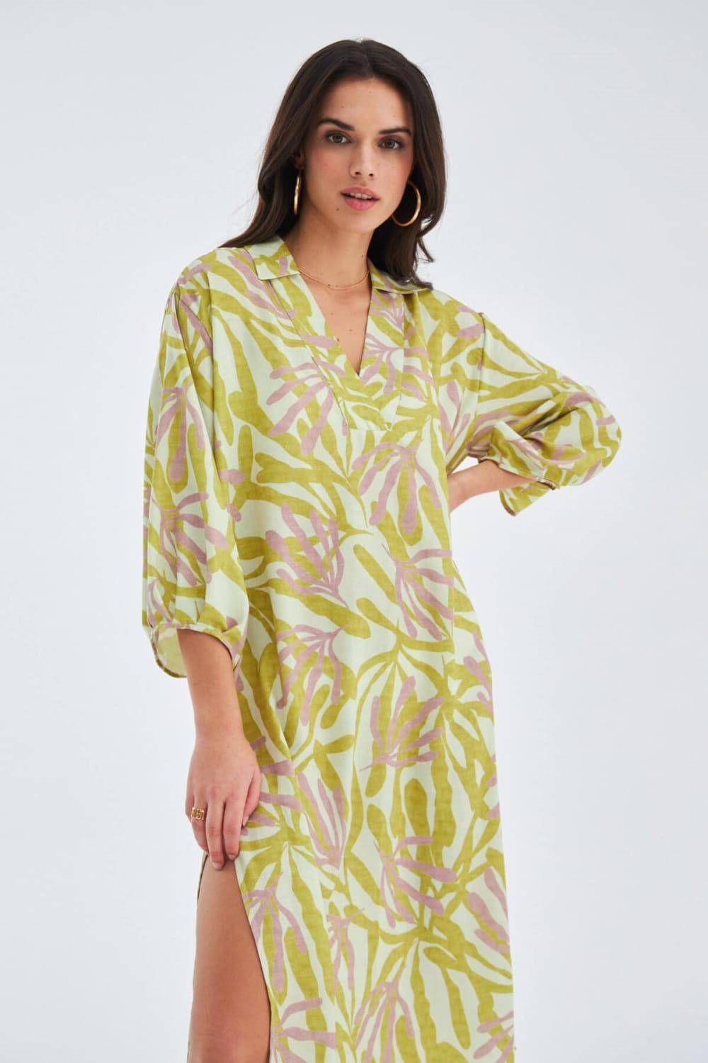 Peraluna-Akira Dress Bol Kesim 117 Cm Mat Dokulu Yazlık Kadın Elbise-Elbise-4-Milagron.com