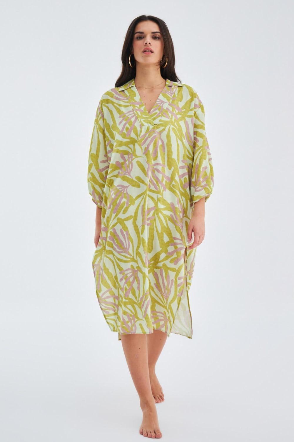 Peraluna-Akira Dress Bol Kesim 117 Cm Mat Dokulu Yazlık Kadın Elbise-Elbise-6-Milagron.com