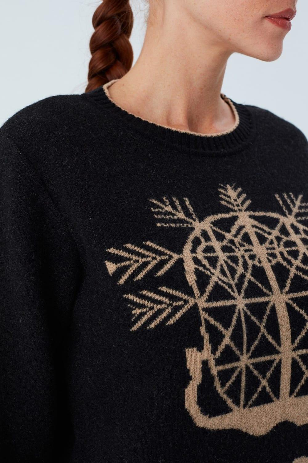 Peraluna-Amaris Pullover Jakarlı Yünlü Uzun Kadın Triko Kazak-Kazak & Triko-5-Milagron.com