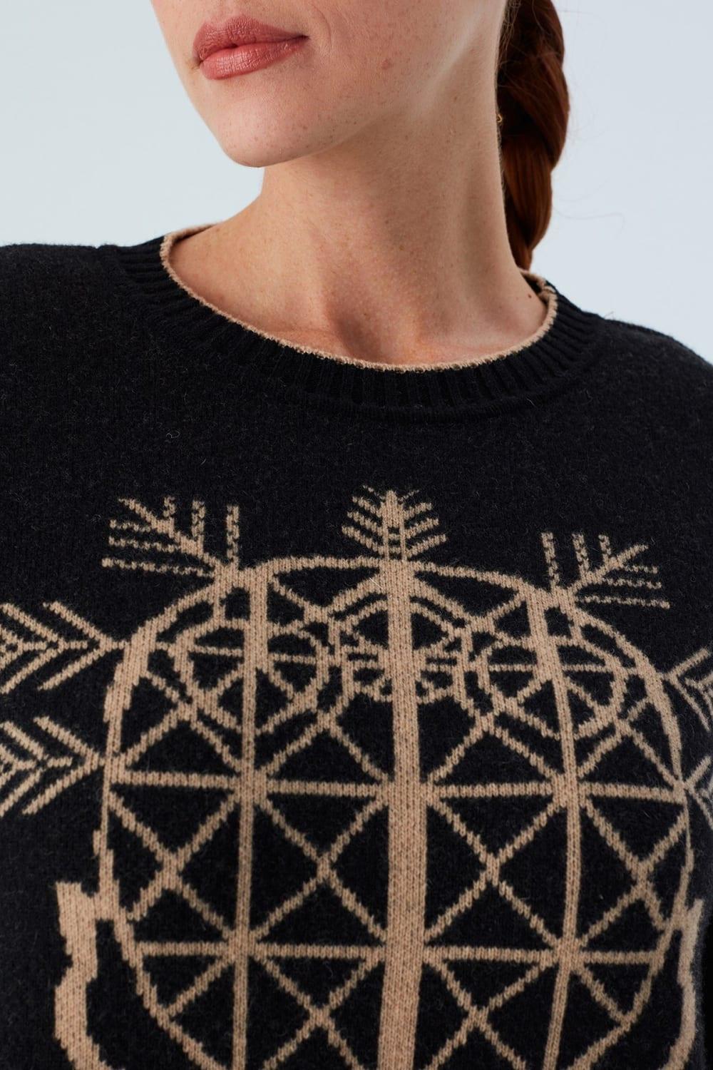 Peraluna-Amaris Pullover Jakarlı Yünlü Uzun Kadın Triko Kazak-Kazak & Triko-6-Milagron.com