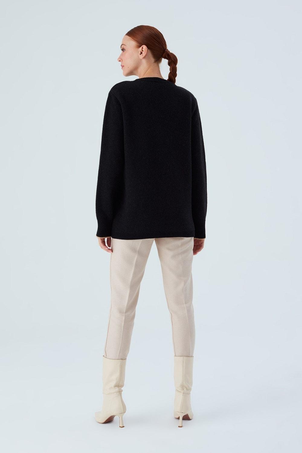 Peraluna-Amaris Pullover Jakarlı Yünlü Uzun Kadın Triko Kazak-Kazak & Triko-7-Milagron.com