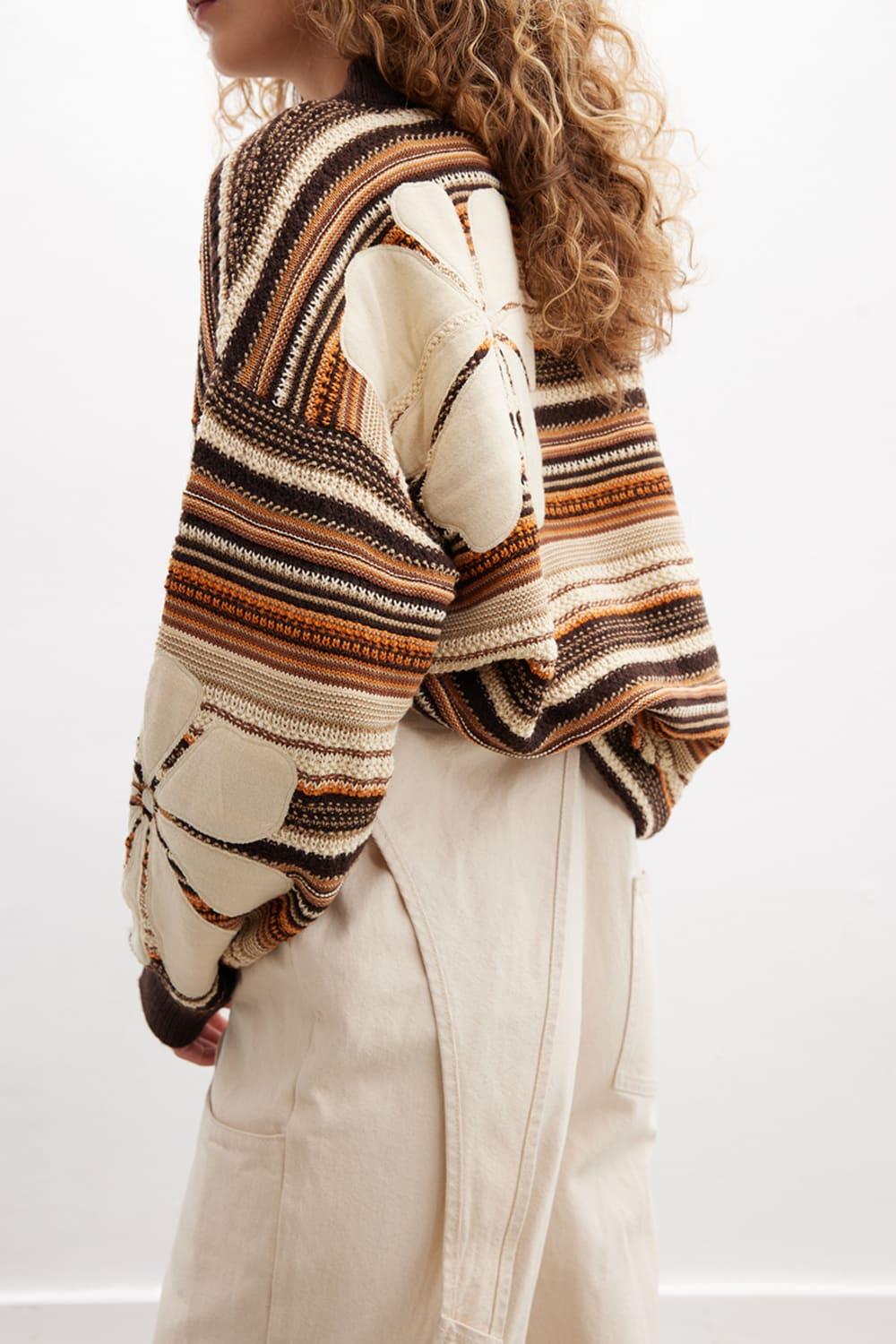 Peraluna-Amelia Pullover Yüksek Yaka Çiçek Desen Çok Renkli Organik Pamuk Karışım Kadın Triko Kazak-Kazak & Triko-6-Milagron.com