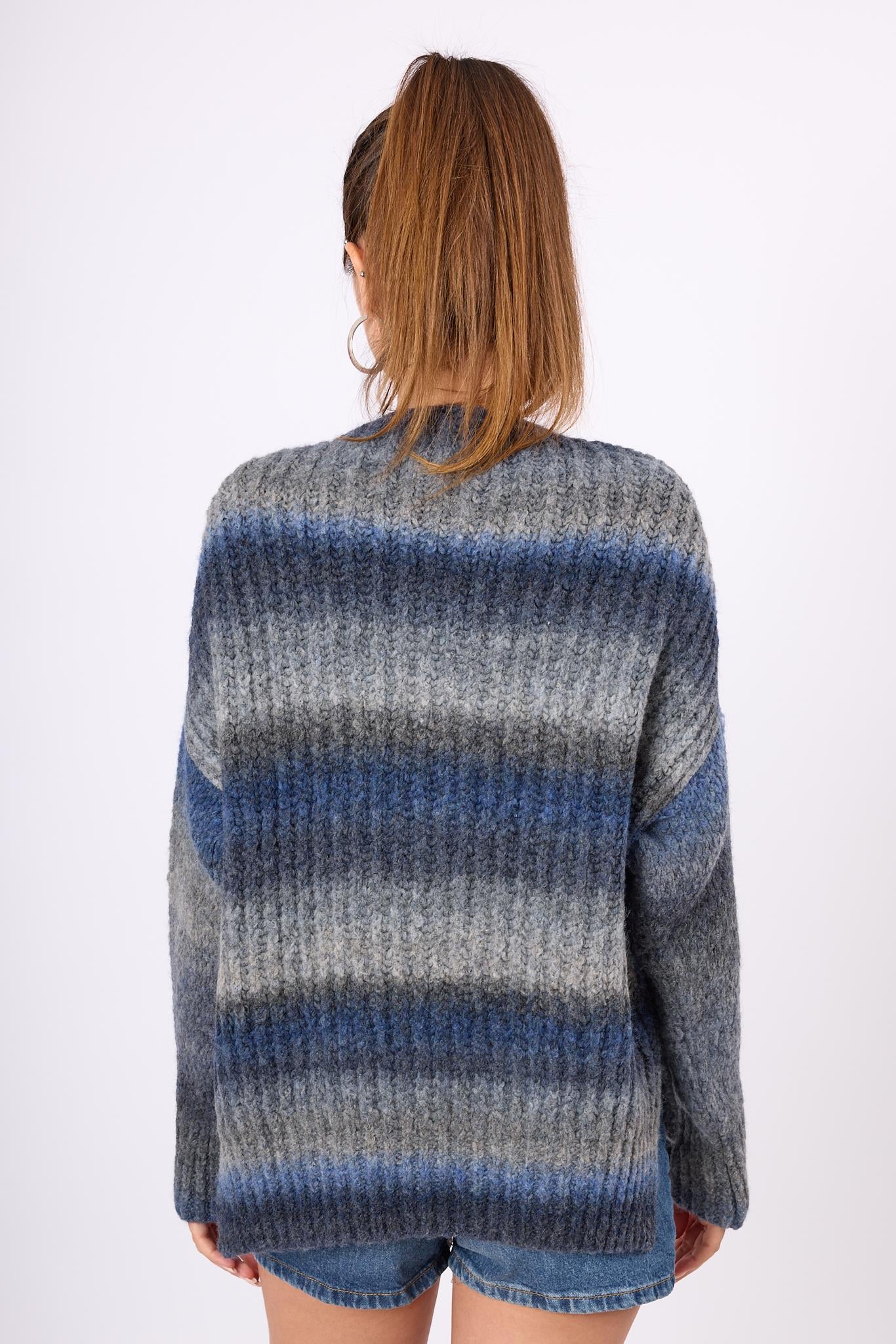 Peraluna-Anabella Bol Kesim Kadın Triko Hırka Melanj-Kazak & Triko-11-Milagron.com