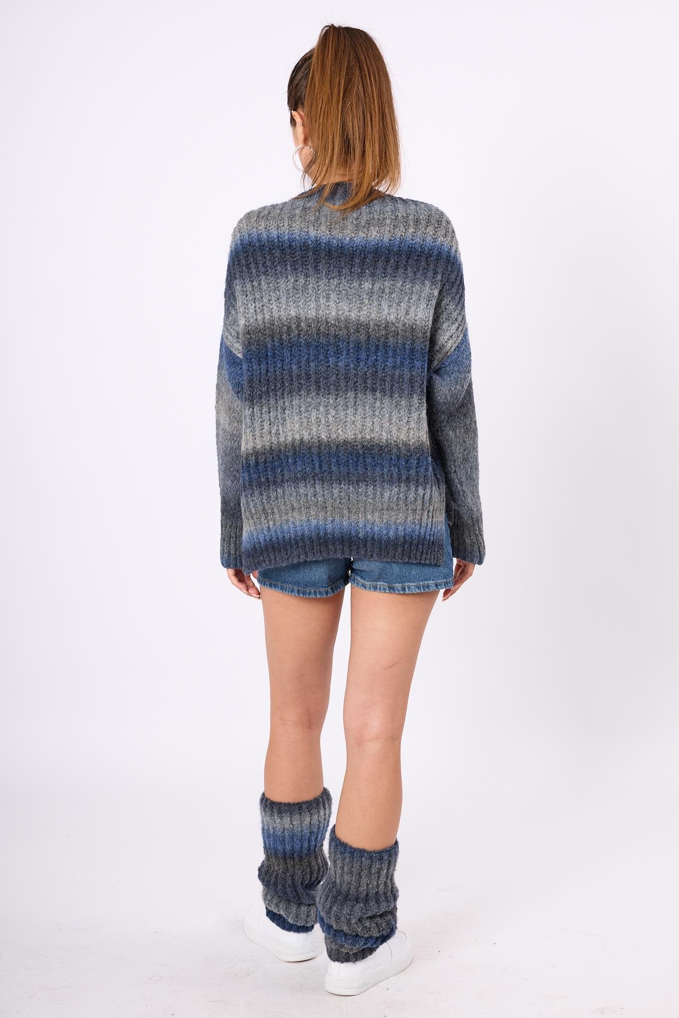 Peraluna-Anabella Bol Kesim Kadın Triko Hırka Melanj-Kazak & Triko-12-Milagron.com