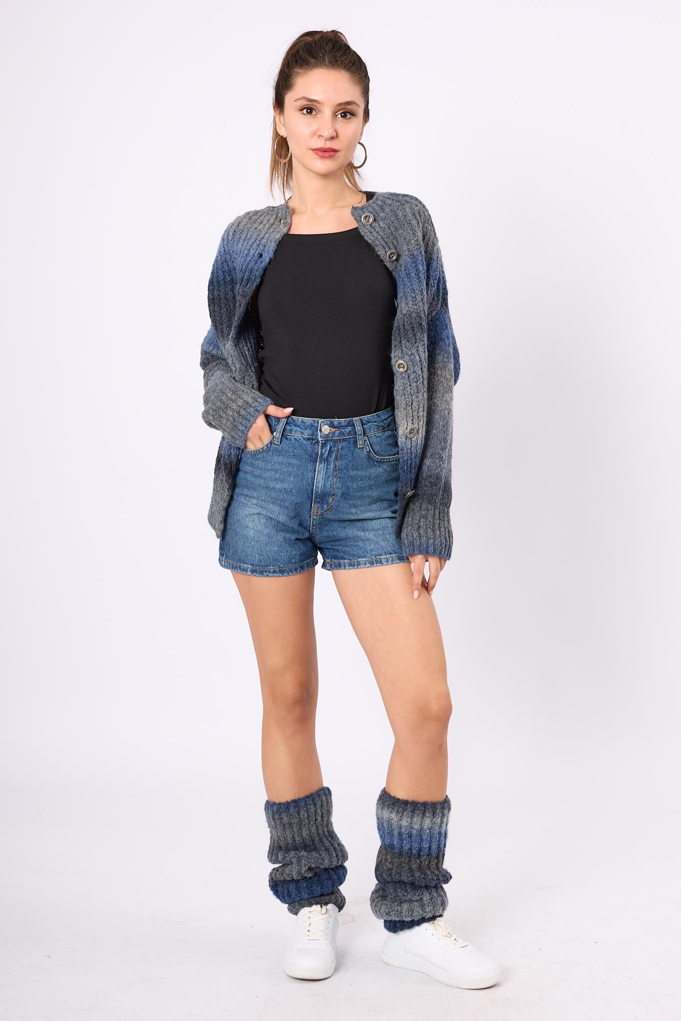 Peraluna-Anabella Bol Kesim Kadın Triko Hırka Melanj-Kazak & Triko-9-Milagron.com