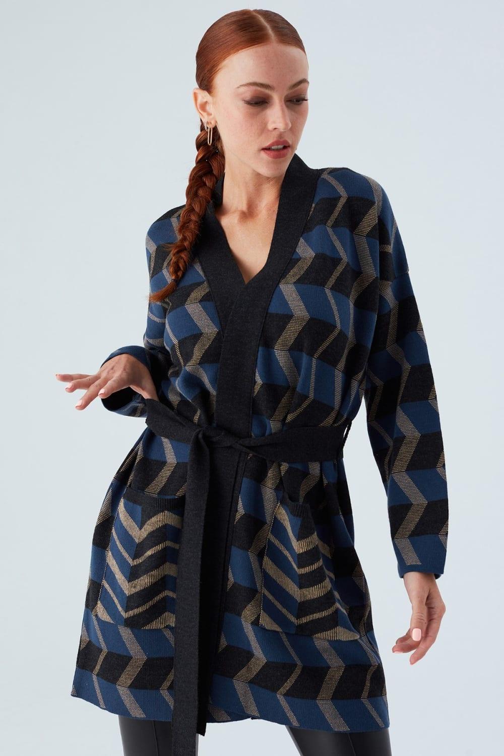 Peraluna-April Cardi̇gan Jakar Desenli Kadın Triko Hırka-Ceket-1-Milagron.com