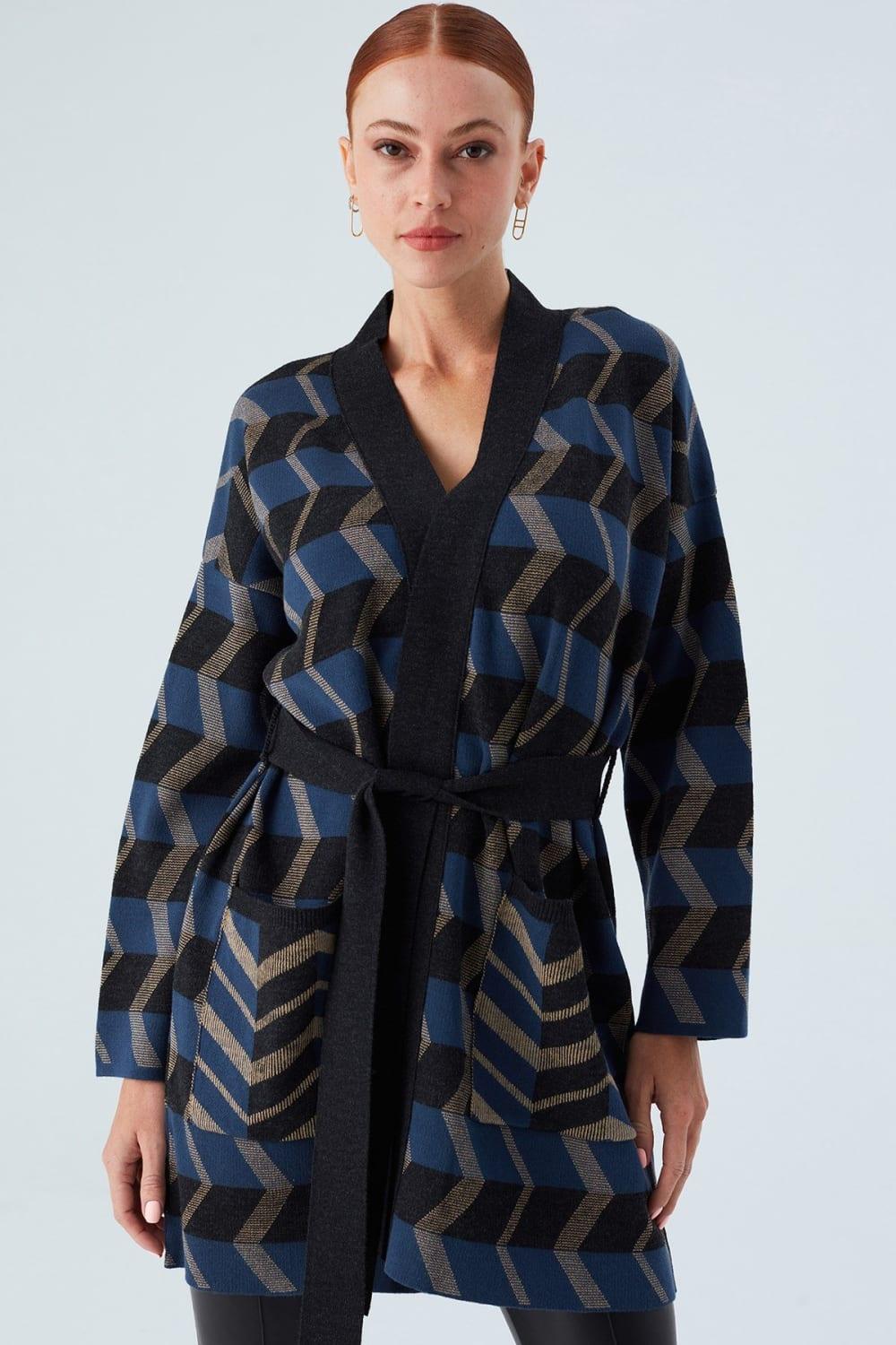 Peraluna-April Cardi̇gan Jakar Desenli Kadın Triko Hırka-Ceket-2-Milagron.com